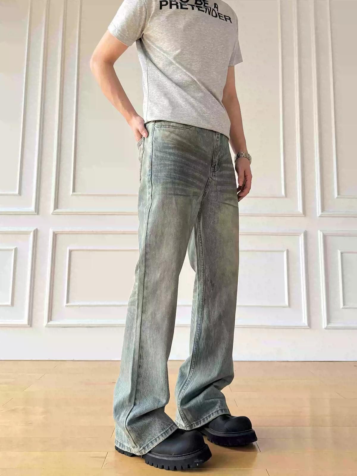Vintage Dirt Dyed Washed Micro Flare Denim Jeans Size US 28 / EU 44 - 3 Thumbnail