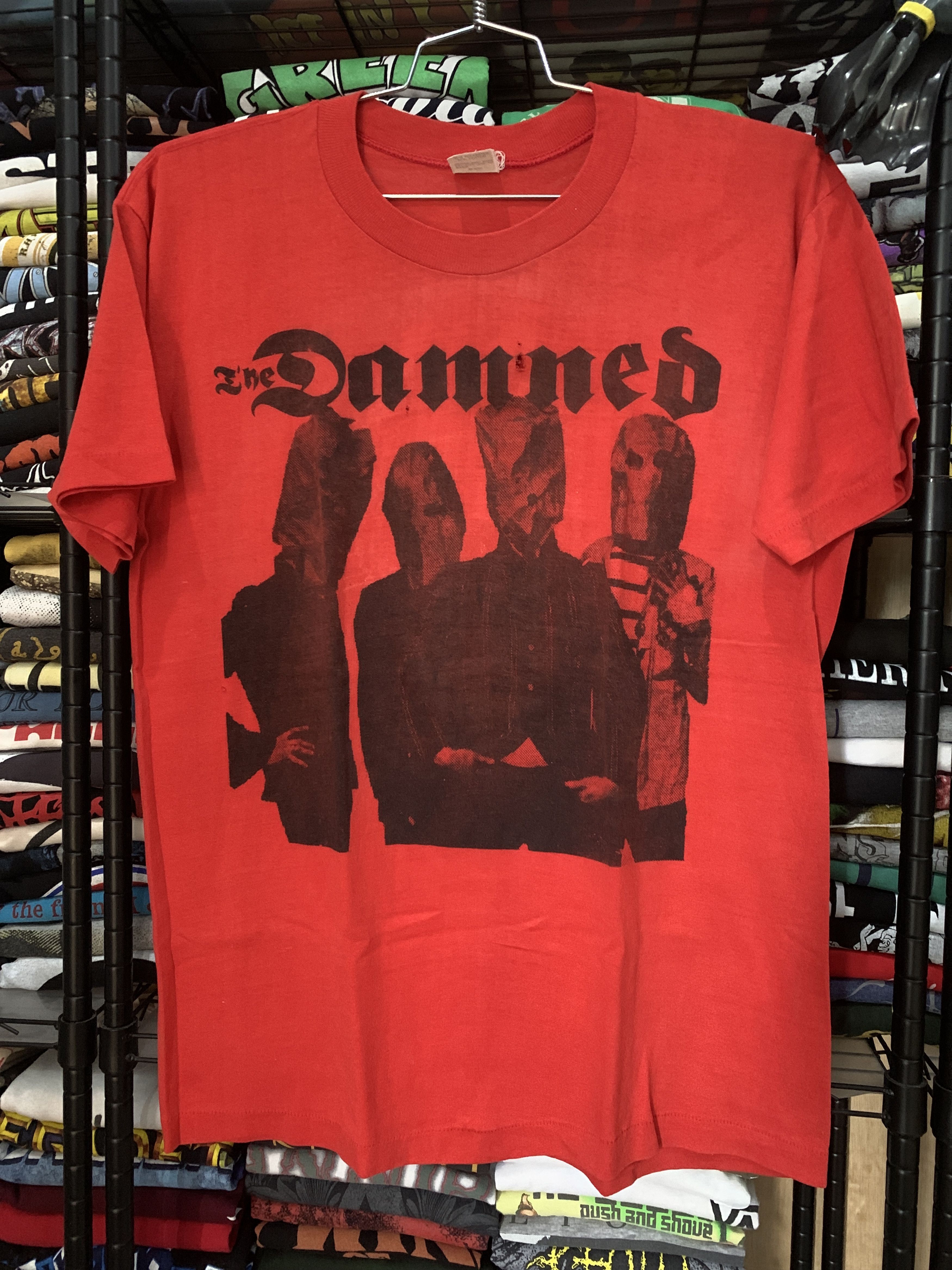 image of Band Tees Vintage The Damned T-Shirt Down Size in Red, Men's