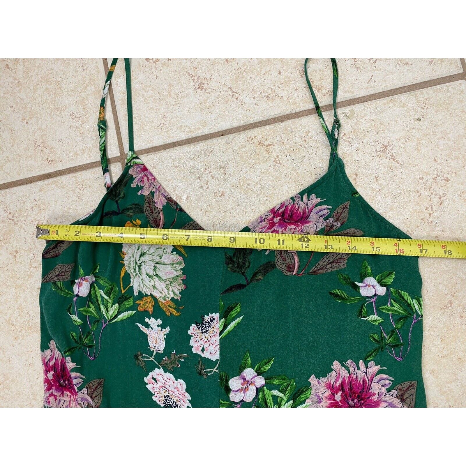 Other For The Republic Jumpsuit S Green Floral Tropical V Neck Size 29" - 12 Thumbnail