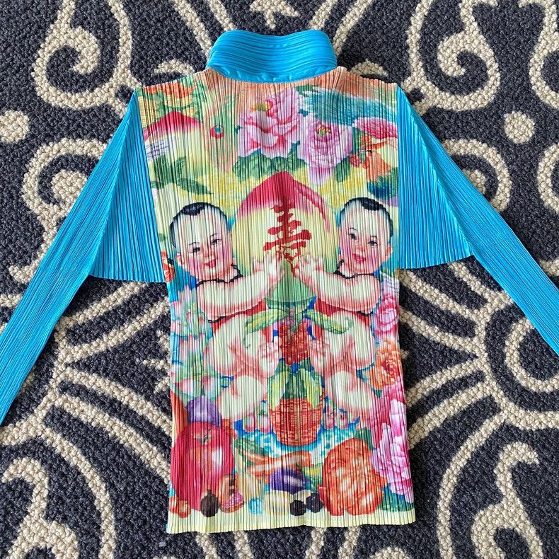 Issey Miyake Issey Miyake Blue Fuwa pleated long-sleeved shirt Size L / US 10 / IT 46 - 5 Thumbnail