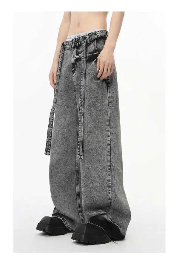 VIBE American high street lace-up colorblock jeans Size US 34 / EU 50 - 7 Thumbnail