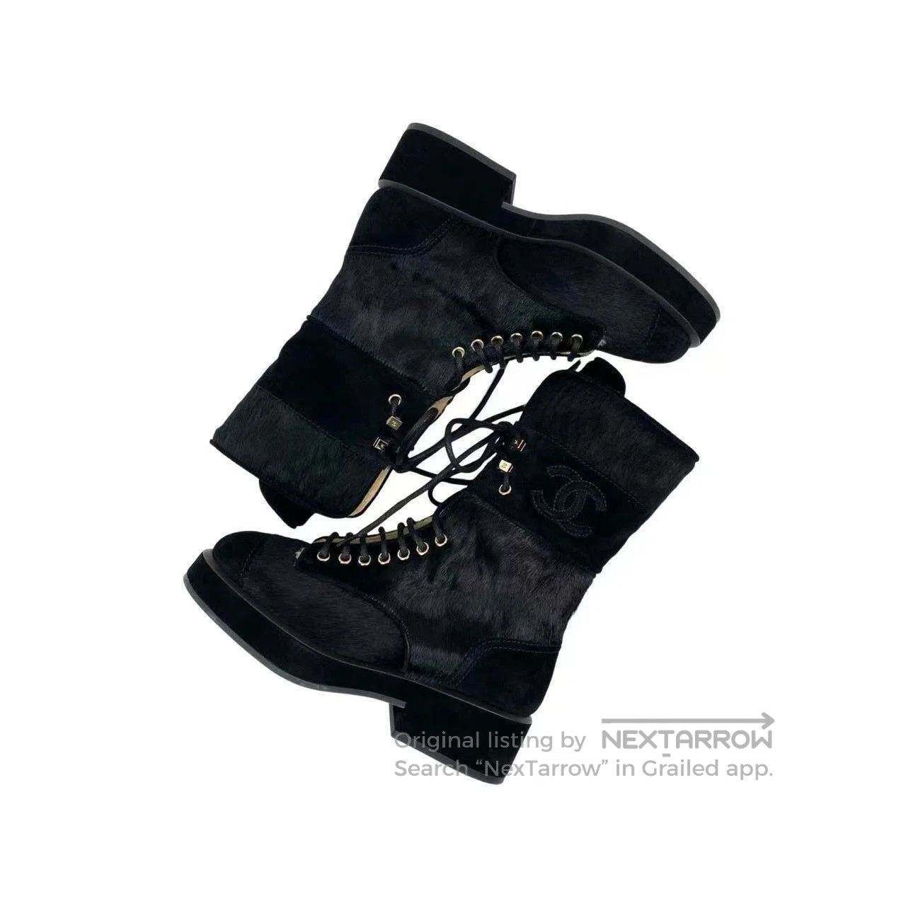 Chanel Chanel Double C logo horsehair lace-up socks and boots| Size US 5 / IT 35 - 5 Thumbnail
