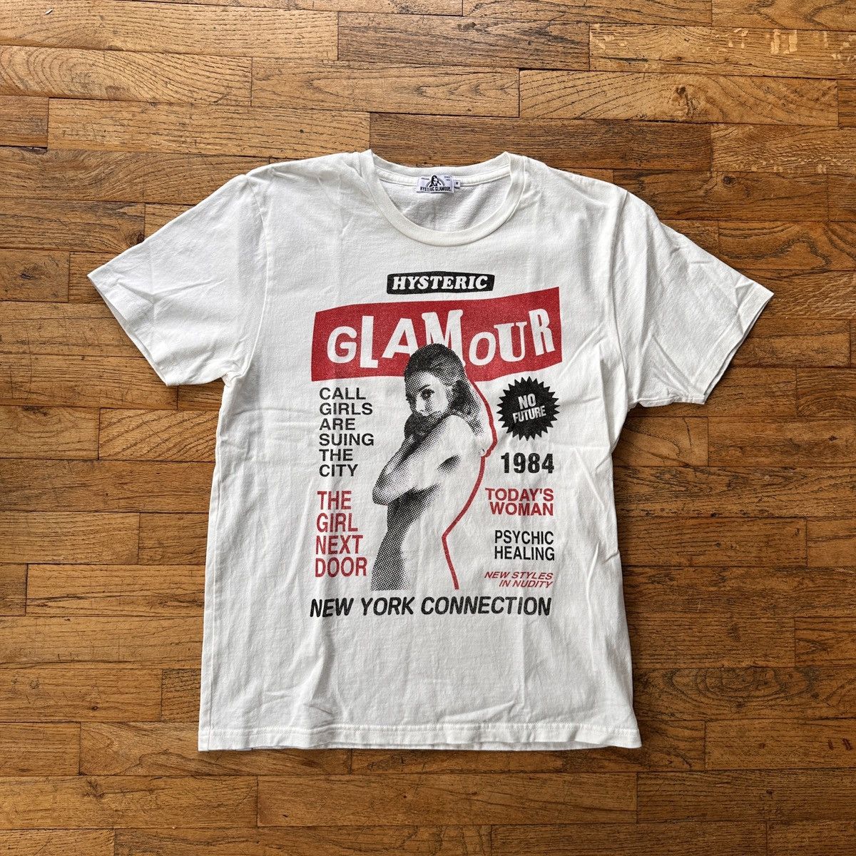 image of Hysteric Glamour x Vintage 1984 Hysteric New York Naked Hot Girl Erotic Dada Nude Tee in Black Red 