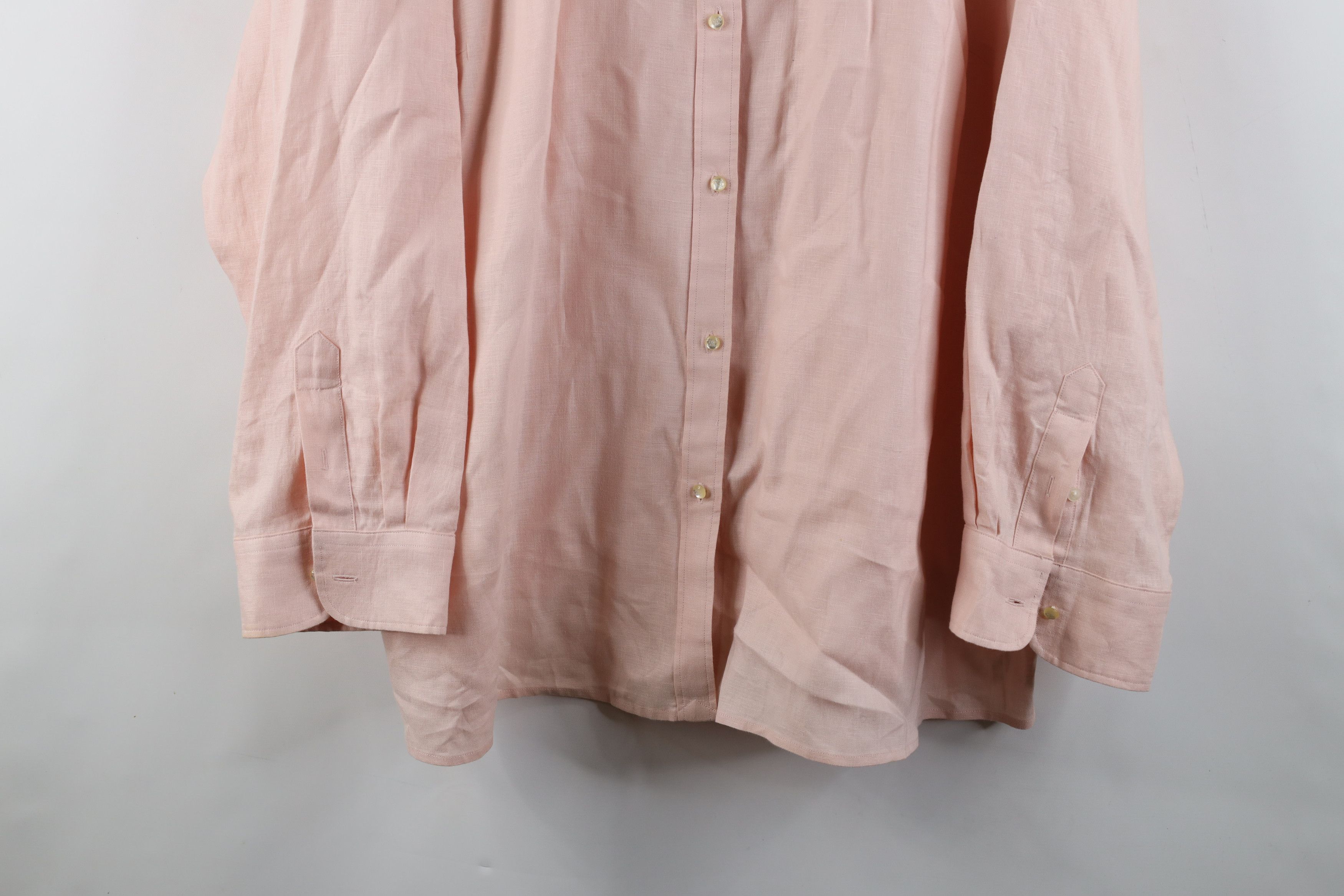Ralph Lauren × Vintage Vintage 90s Ralph Lauren Linen Collared Button Shirt Pink Size 3XL / US 20-22 - 3 Thumbnail