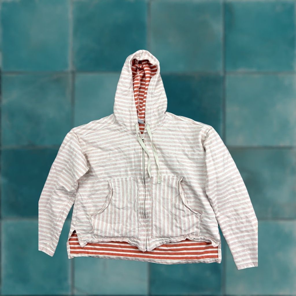 Vintage Columbia Hoodie Womens XL Orange Striped Full Zip Knit Lightweight Sweatshirt Size XL / US 12-14 / IT 48-50 - 1 Thumbnail