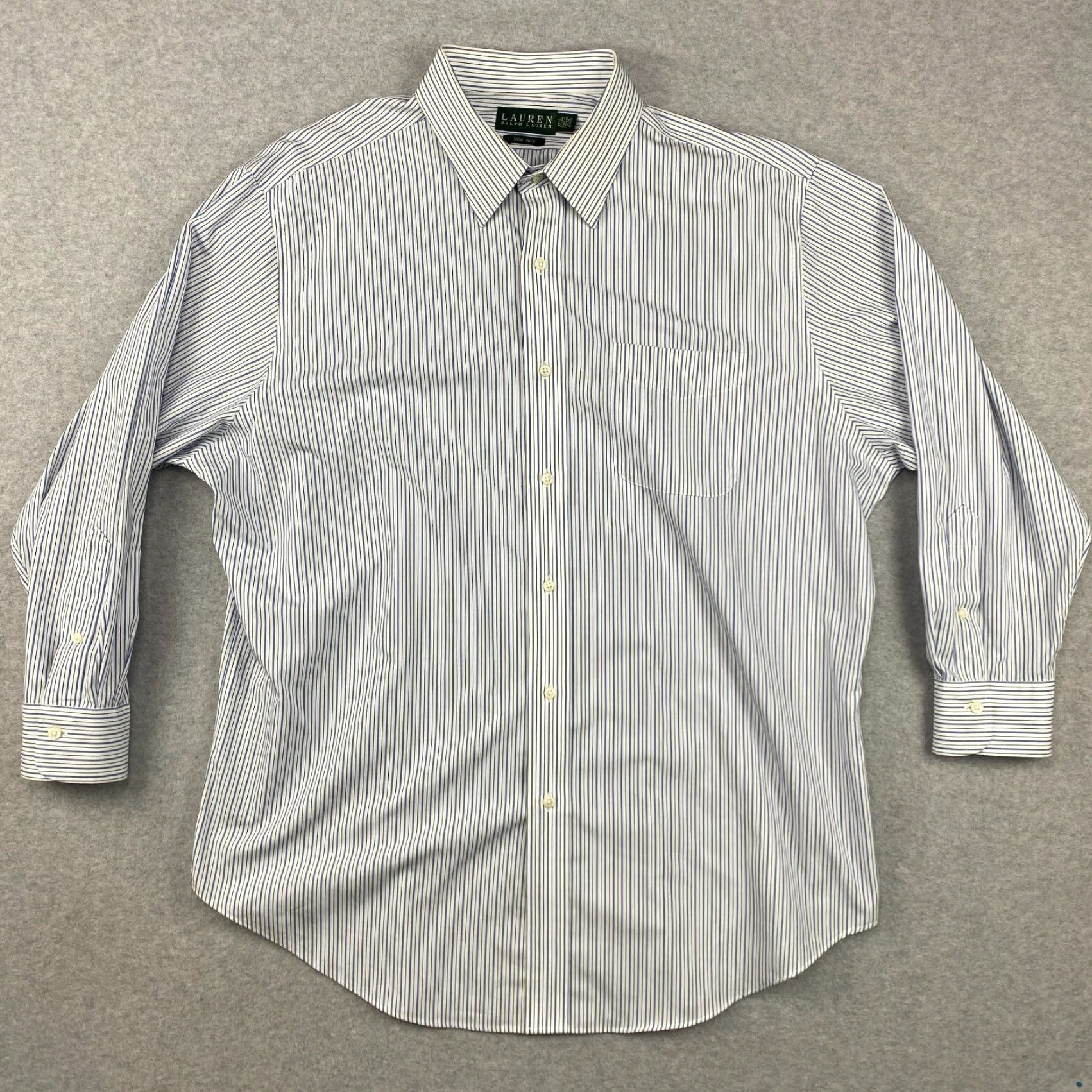 Ralph Lauren VINTAGE Lauren Ralph Lauren Dress Shirt Mens 17.5 32/33 Stripe Non Iron Long Sleeve Size 48R - 2 Thumbnail