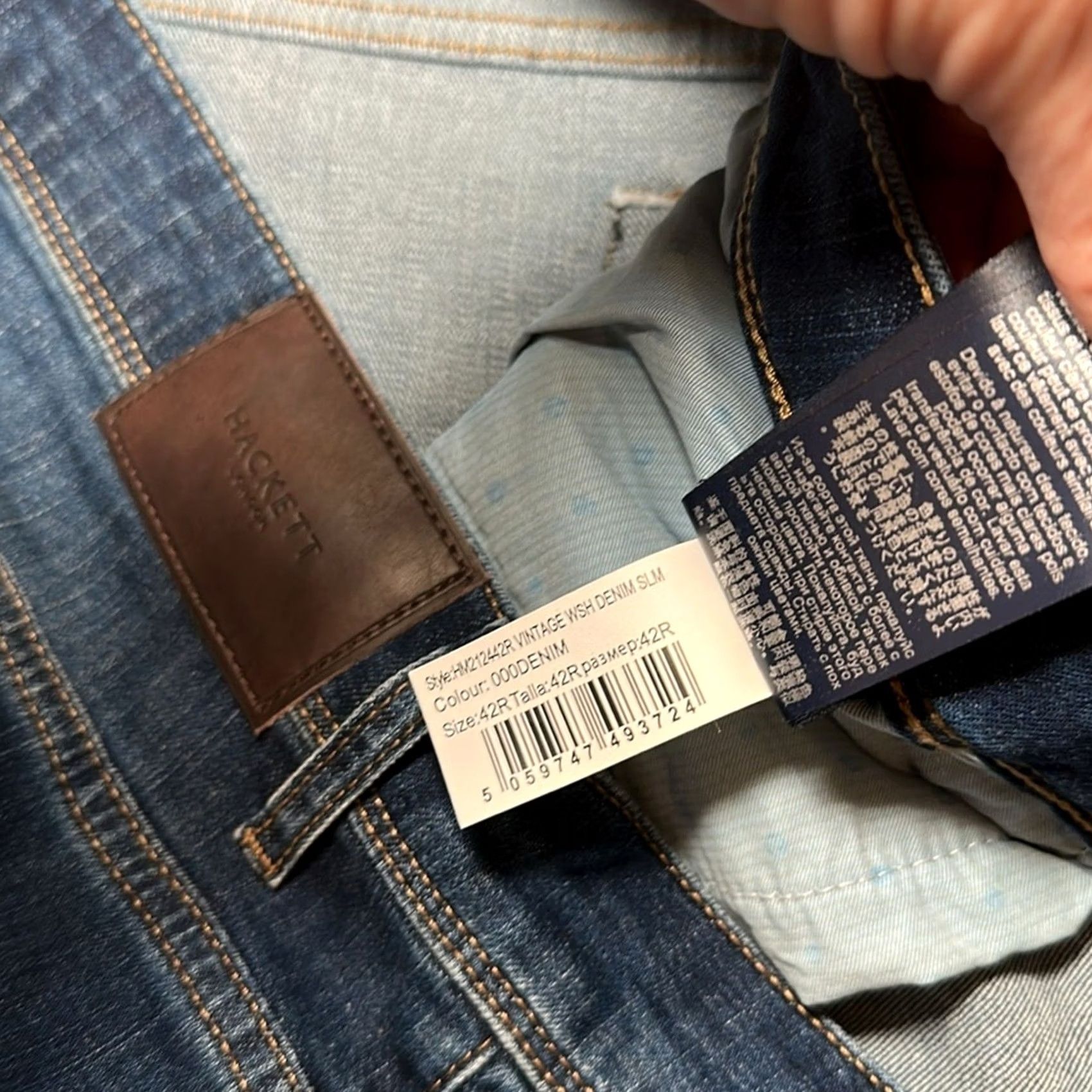 Hackett Hackett London Slim Vintage Wash Jeans - 42R Mens Denim Jeans Slim Straight Blue 32in Inseam Straight 42 Mens Vintage Wash jeans Size US 42 / EU 58 - 8 Thumbnail