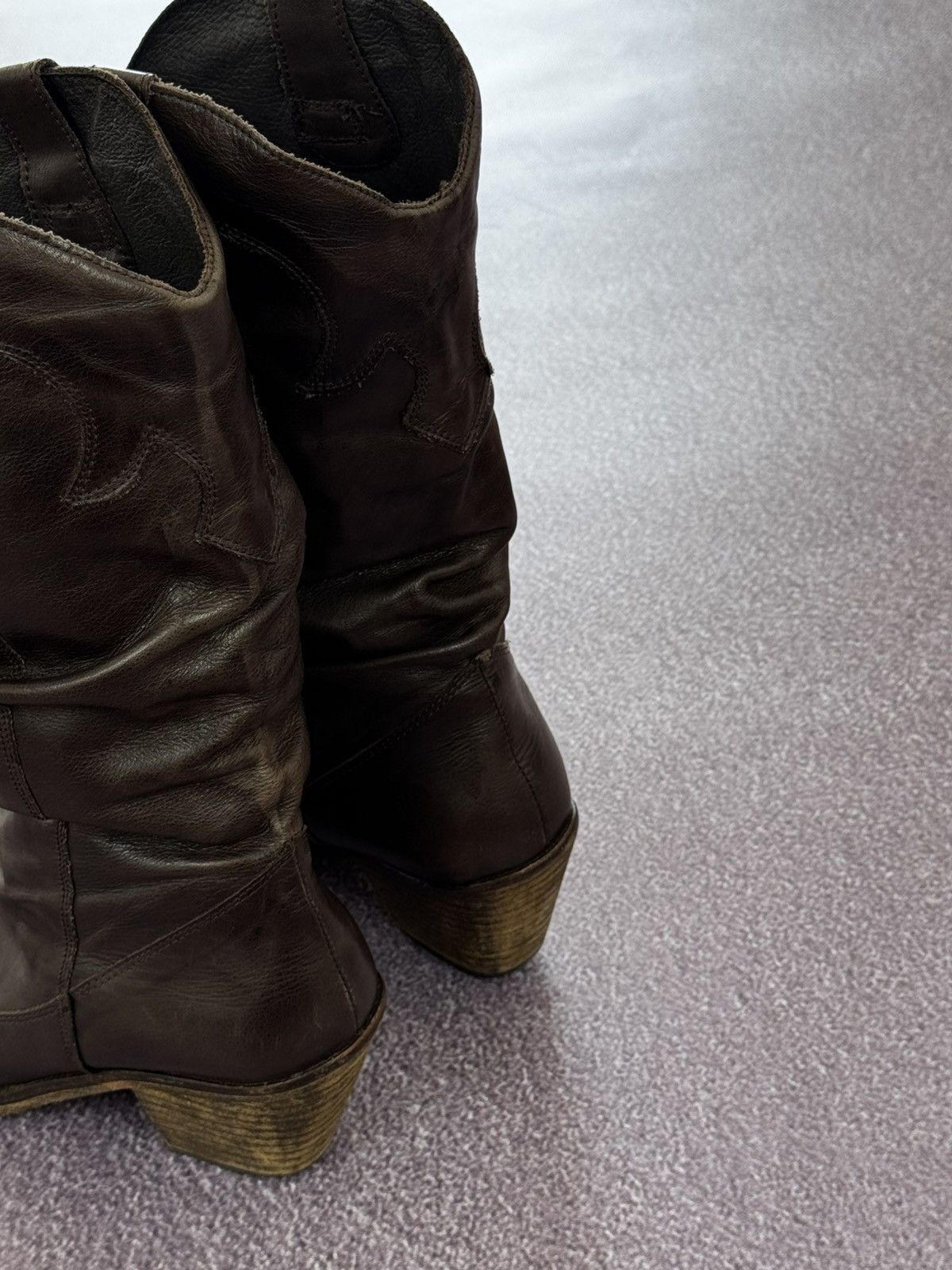 Japanese Brand Y2K 00’s Glamour Leather Cowboy Avant Garde Boots Size US 7.5 / IT 37.5 - 14 Thumbnail