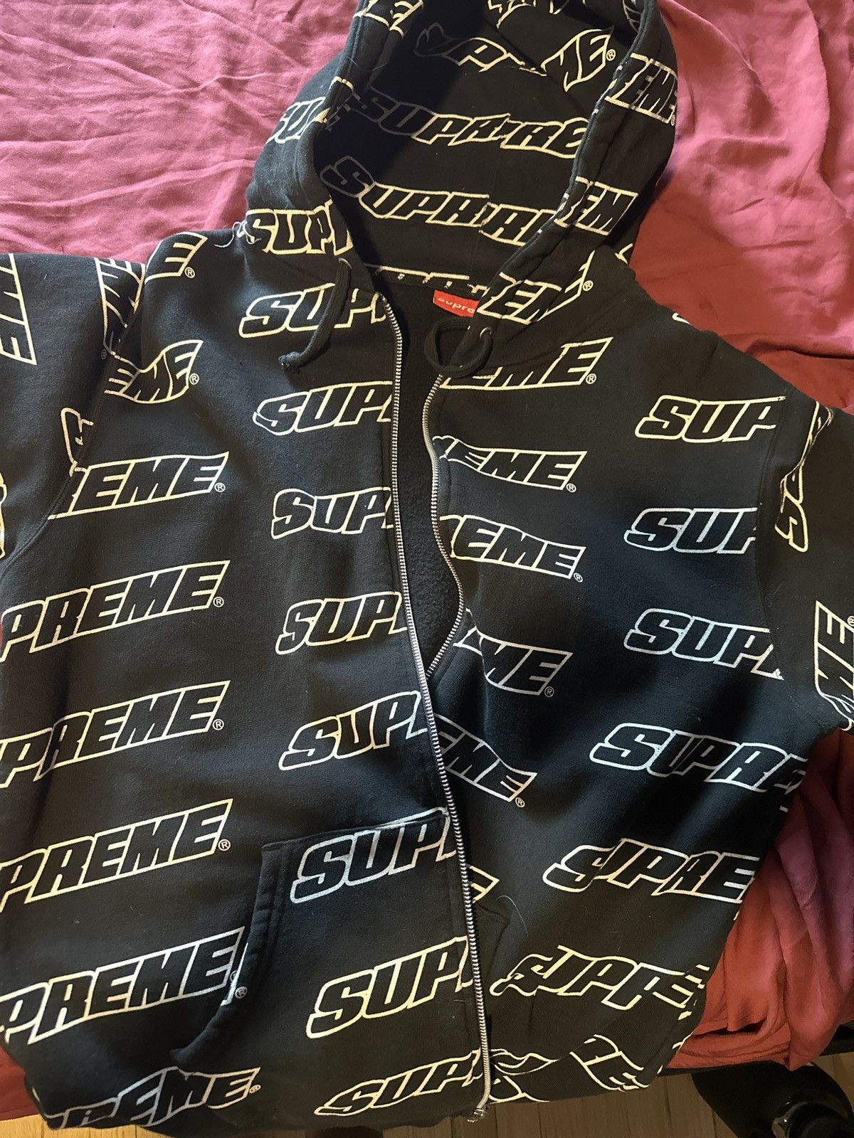 Supreme Supreme Repeat Zip Up Hooded Sweatshirt Black Size US L / EU 52-54 / 3 - 1 Thumbnail
