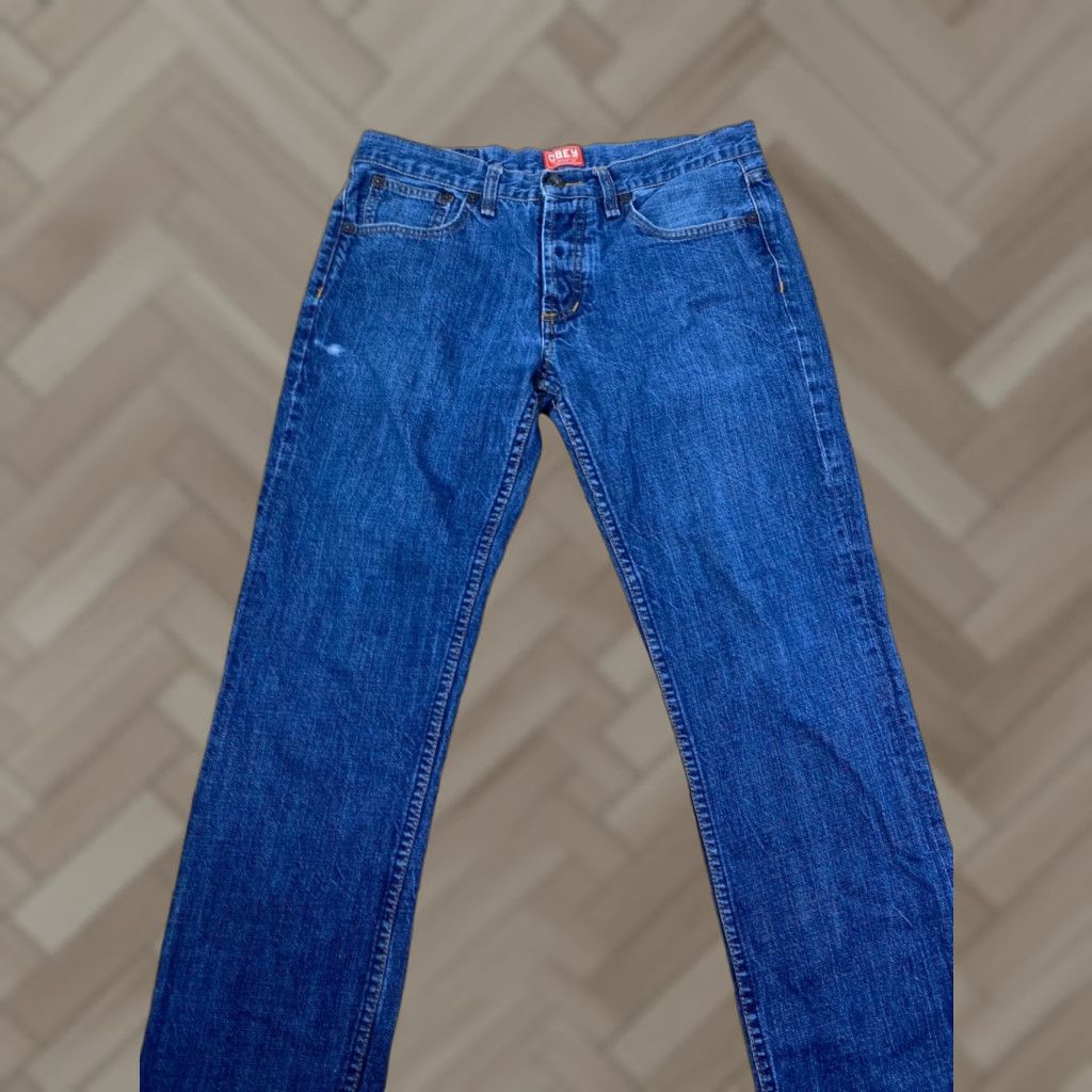 Obey OBEY Denim Jeans Mens 32x27 Blue Slim Straight Casual Skate Denim Jeans Obey Mens 32 Blue Slim Straight Pants Size US 32 / EU 48 - 1 Thumbnail