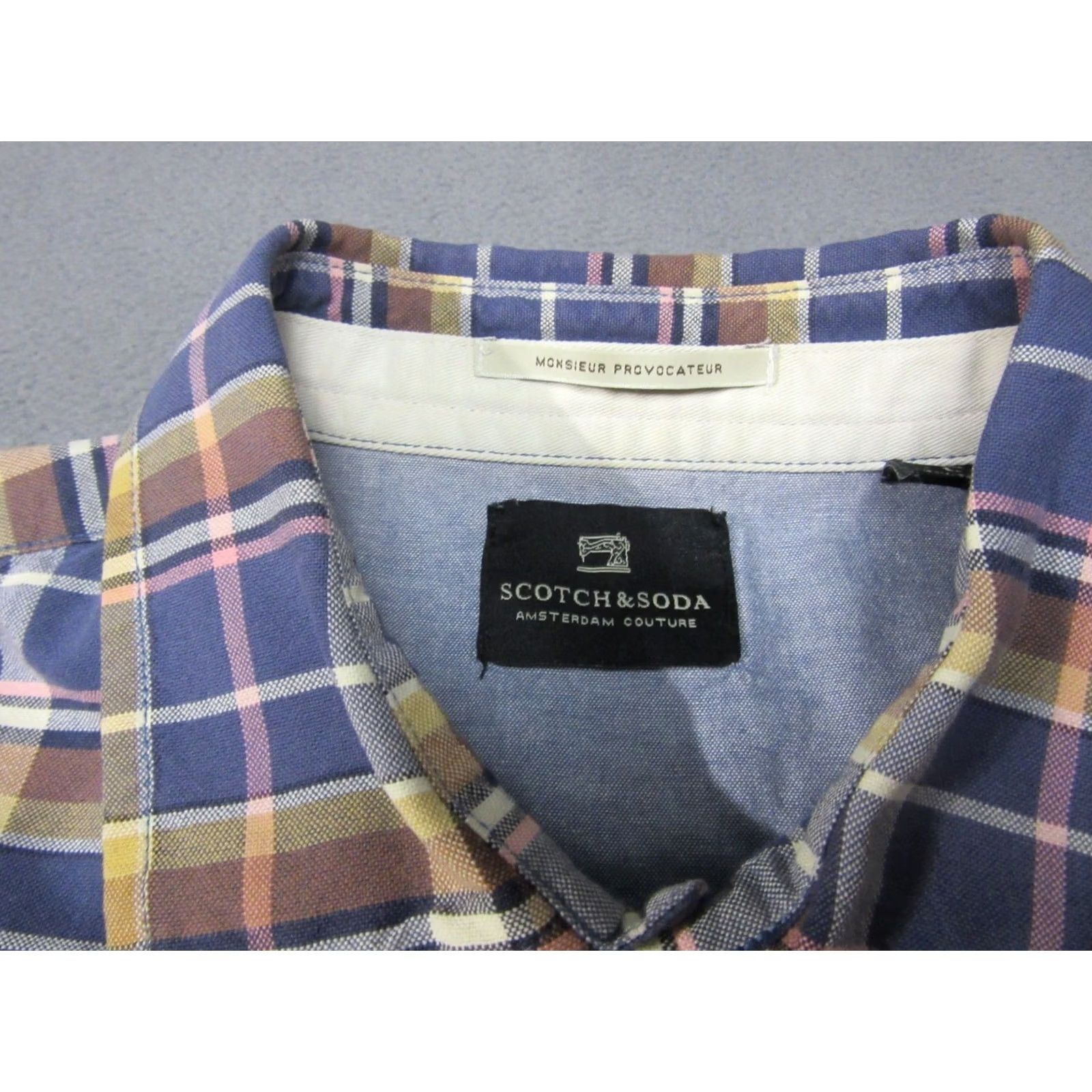 Scotch & Soda Scotch & Soda Shirt Mens Large Blue Plaid Button-Up Casual Monsieur Provocateur Size US L / EU 52-54 / 3 - 6 Thumbnail