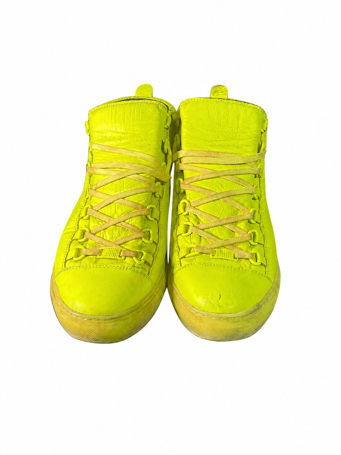 Balenciaga Balenciaga Arena Neon Yellow Leather High Top SZ 9.5 Size US 9.5 / EU 42-43 - 2 Thumbnail