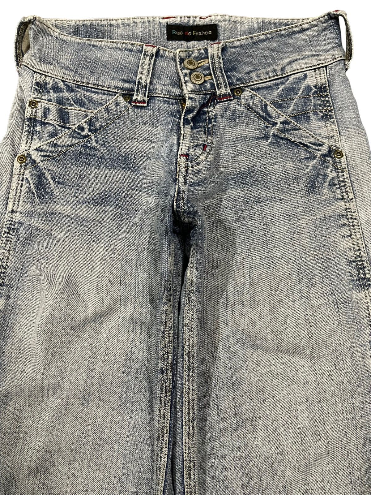 14th Addiction Vintage Rue De France Blue Wash Style Wide Leg Jeans Size US 28 / EU 44 - 3 Thumbnail
