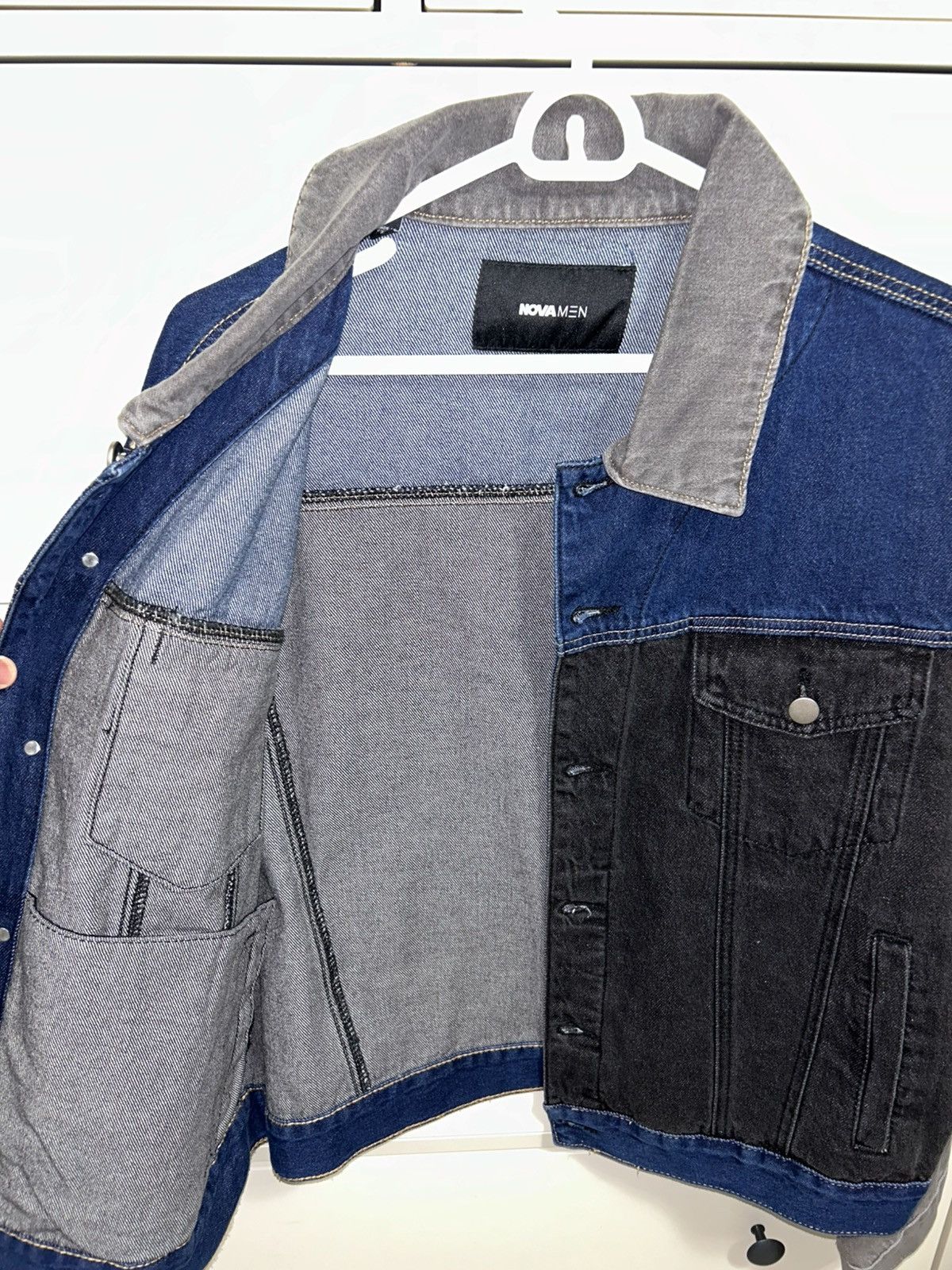 Fashion Nova NovaMen Denim Jacket, Grey/Black/Navy Blue Size US S / EU 44-46 / 1 - 6 Thumbnail