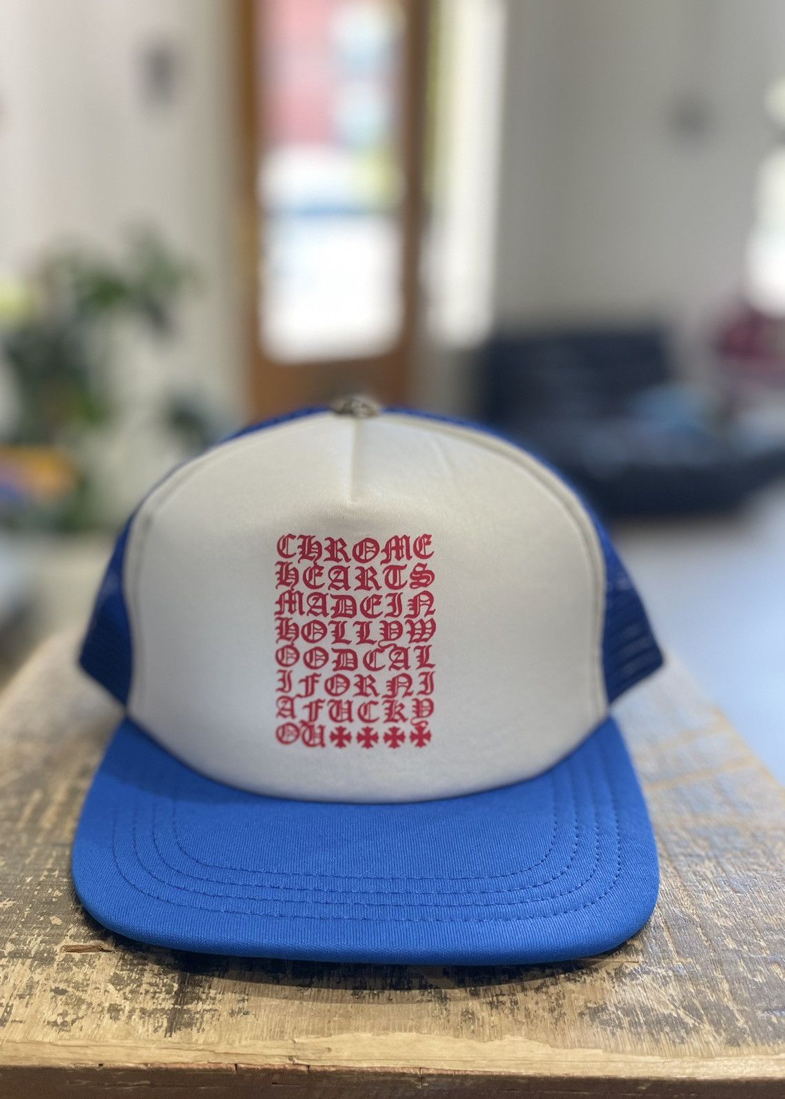 Chrome Hearts Chrome Hearts Chrome Hearts Eye Chart Trucker Hat Blue Size ONE SIZE - 3 Thumbnail