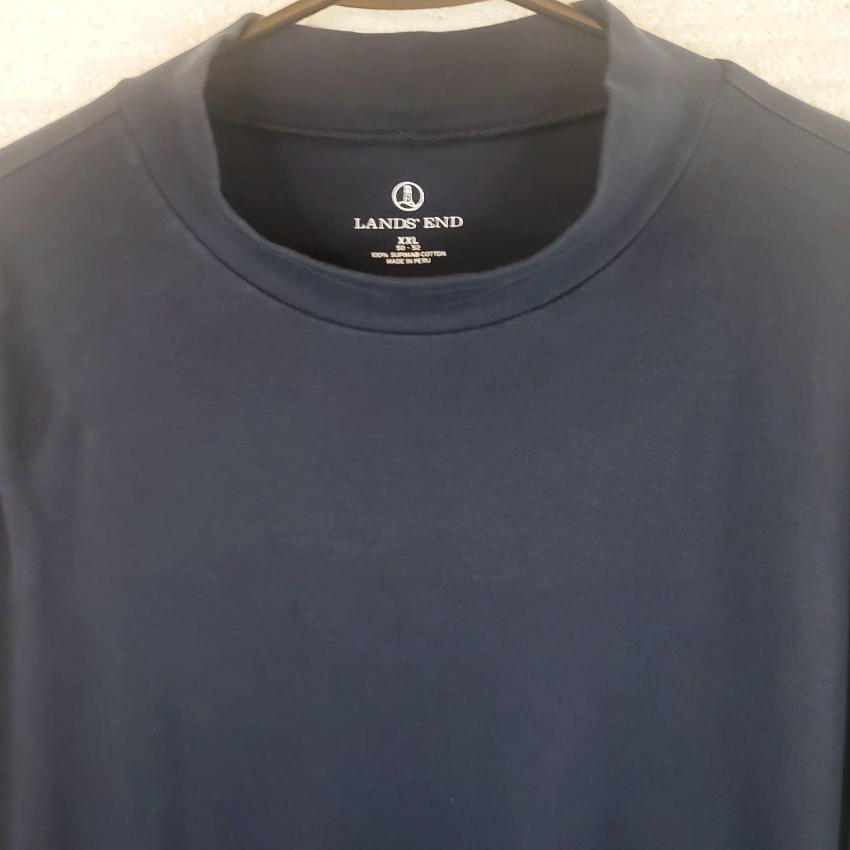 Lands' End Lands' End Super-T Shirt Men's XXL Black Supima Cotton Mock Neck Long Sleeve T-Shirt Solid Size US XXL / EU 58 / 5 - 3 Thumbnail