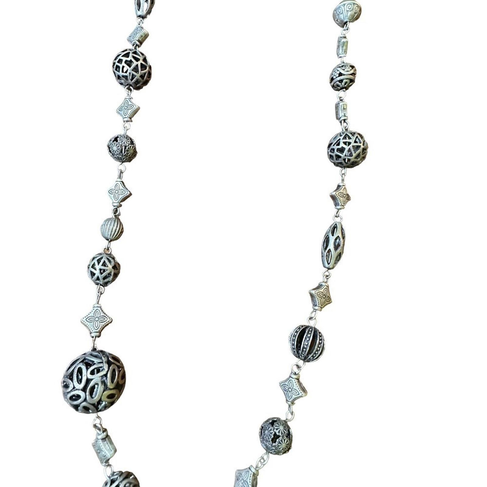 Vintage Vintage Silver Tone Fancy Beaded Necklace Size ONE SIZE - 2 Thumbnail