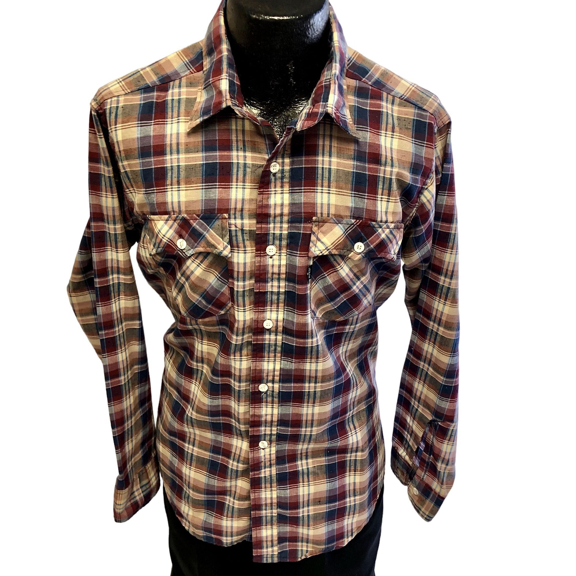 Levi's Vintage 60's Levis Men's MoD Maroon Blue SHADOW PLAID Flecke Size US L / EU 52-54 / 3 - 1 Thumbnail