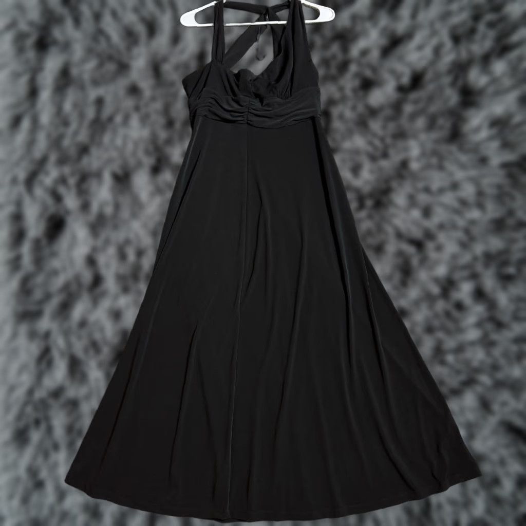 Vintage Donna Ricco Maxi Dress Women's 12 Black Sleeveless Scoop Neck Pullover Party Cocktail 92% Polyester 8% Spandex Size XL / US 12-14 / IT 48-50 - 1 Thumbnail