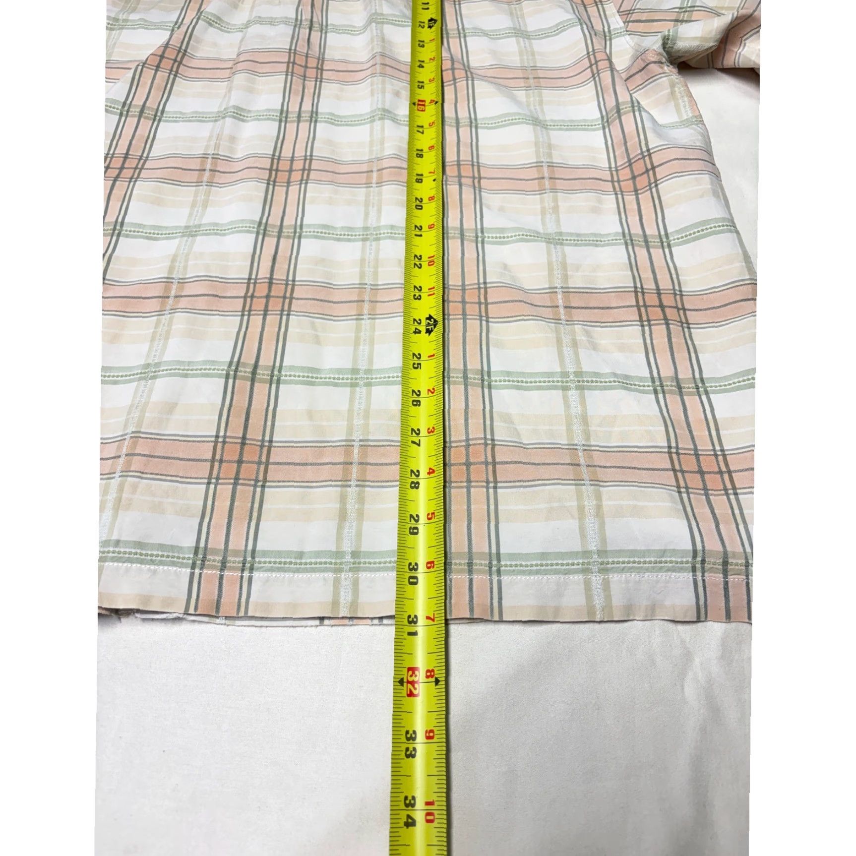 Tommy Bahama Tommy Bahama Mens 2XL Silk Cotton Plaid Short Sleeve Button Shirt Orange Green Multicolor Casual Travel Button-Up Pocket Size US XXL / EU 58 / 5 - 6 Thumbnail