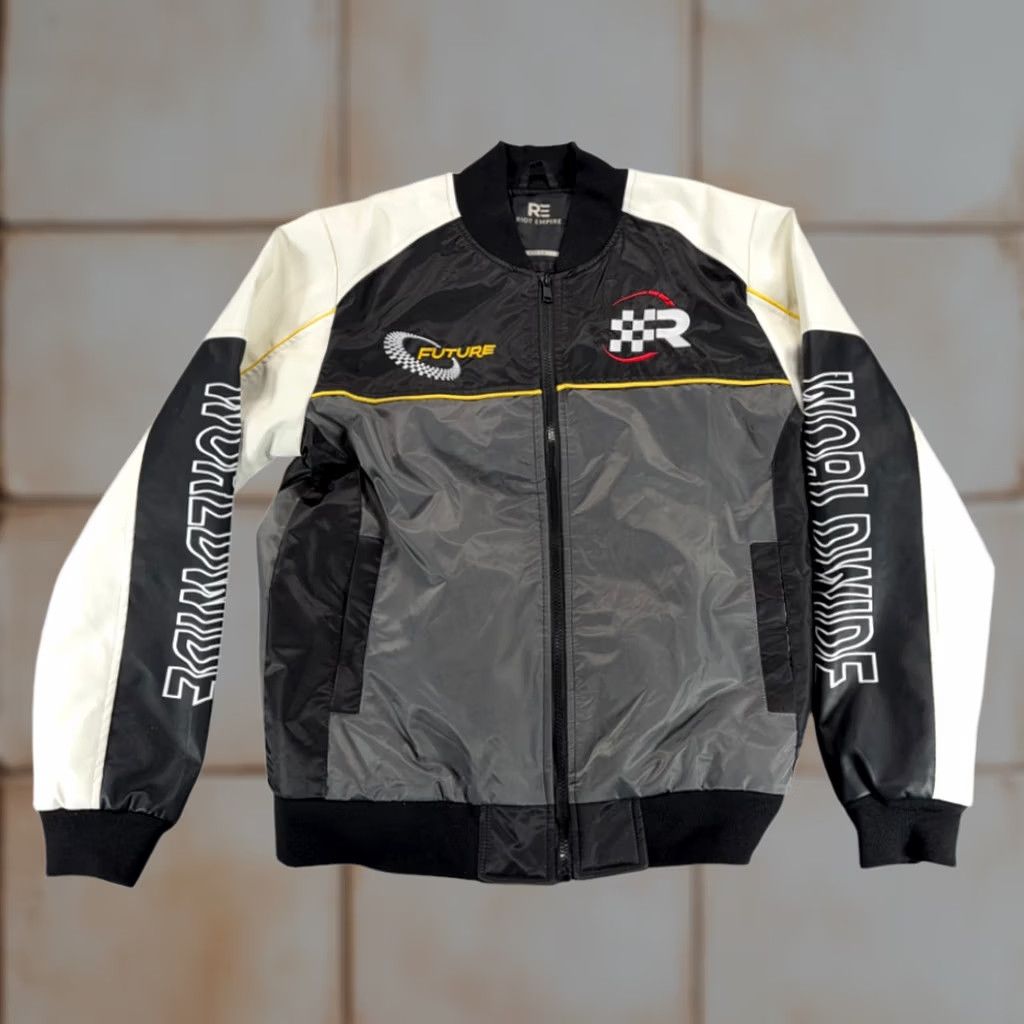 Speedo Riot Empire Jacket Bomber Jacket Adult MEDIUM Black White Gray WorldWide Speed Racing Style Logo Embroidered Pockets Full Zip Size US M / EU 48-50 / 2 - 1 Thumbnail