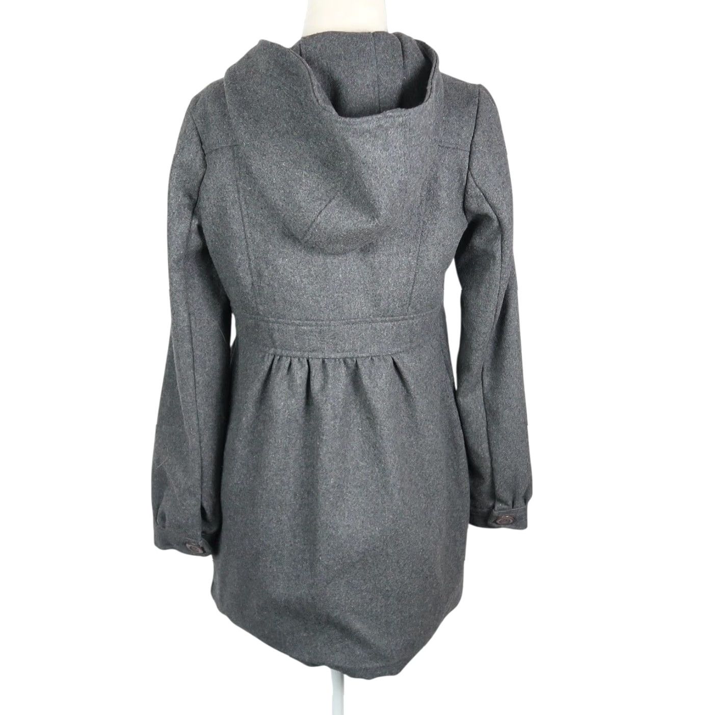 Forever 21 VINTAGE Forever 21 Jacket Wool Blend Hooded Charcoal Grey S Womens Overcoat Mid-Length Button Front Size S / US 4 / IT 40 - 4 Thumbnail