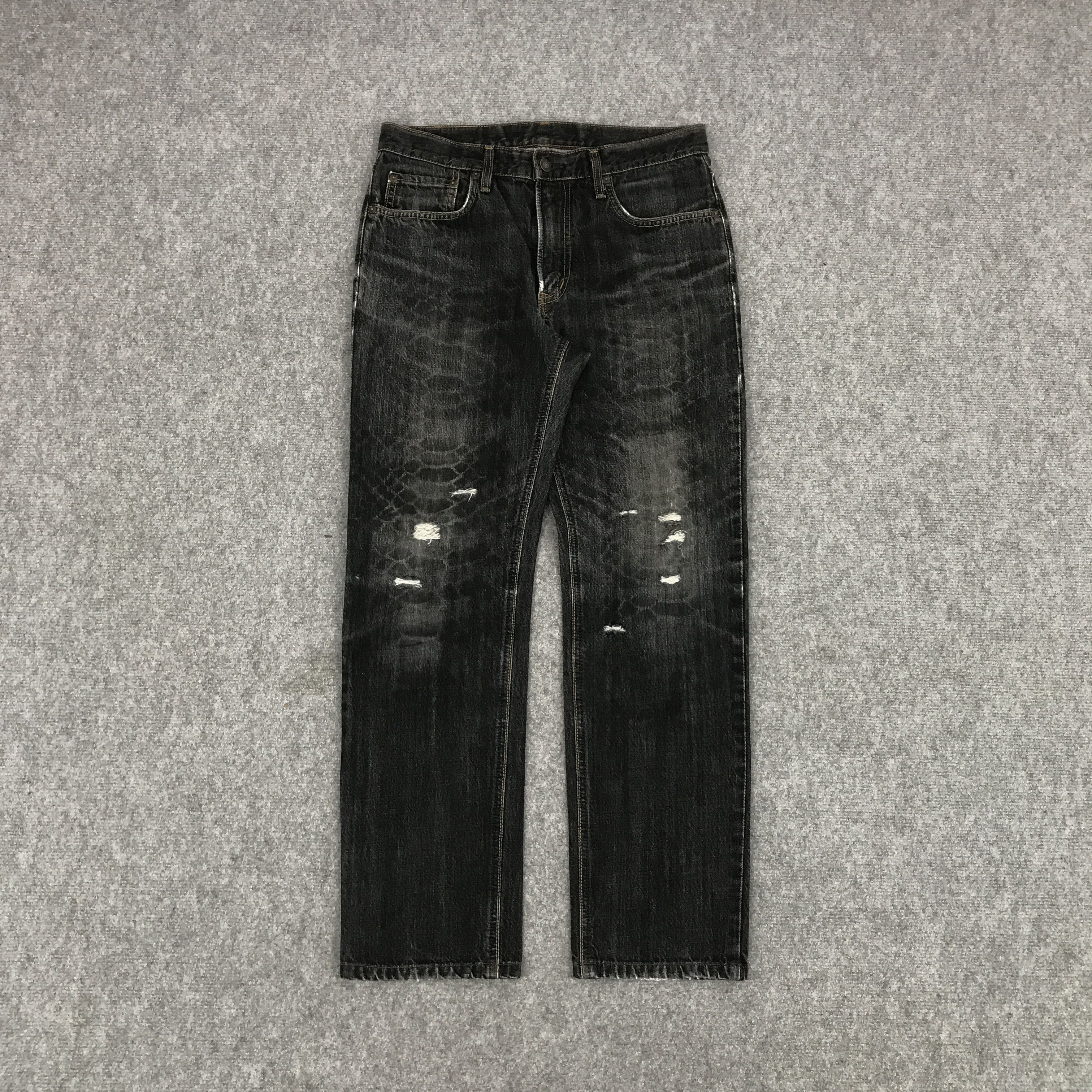 Edwin × Japanese Brand BLACK DENIM EDWIN DISTRESSED PUNK STYLE JEANS Size US 31 - 1 Thumbnail