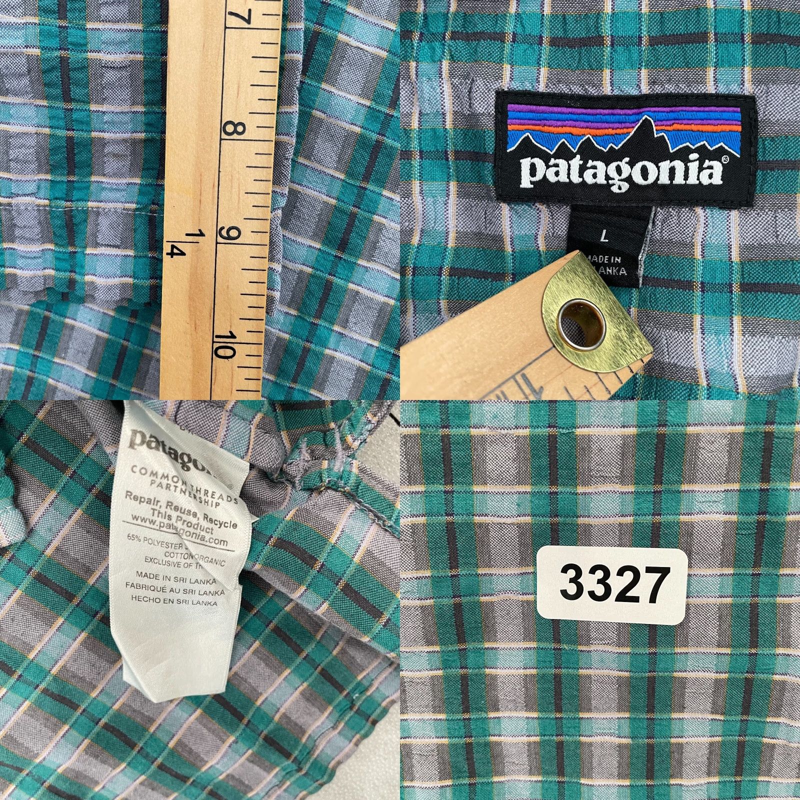 Patagonia Patagonia Men's Large Green Gray Shirt Button-Up Short Sleeve Plaid Logo Casual Travel Size US L / EU 52-54 / 3 - 8 Thumbnail