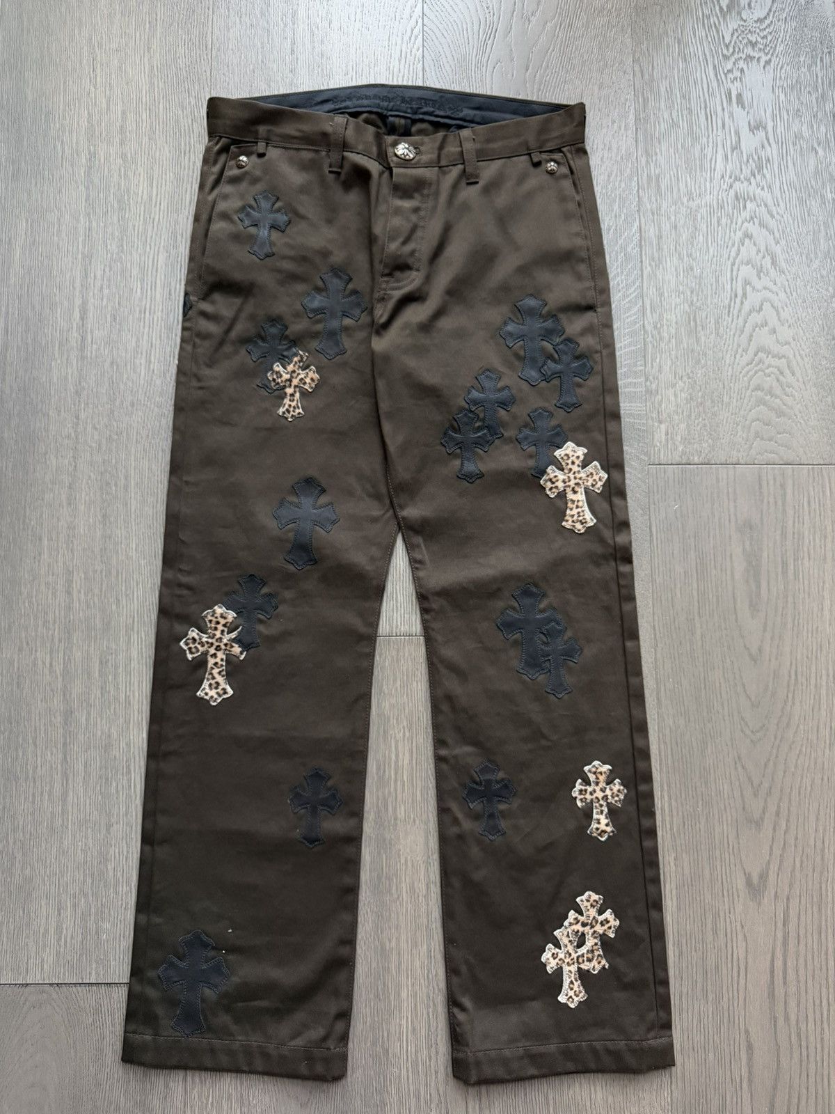 Chrome Hearts Chrome Hearts Cheetah/Black Cross Patch Brown Chino Pants Size US 32 / EU 48 - 1 Thumbnail