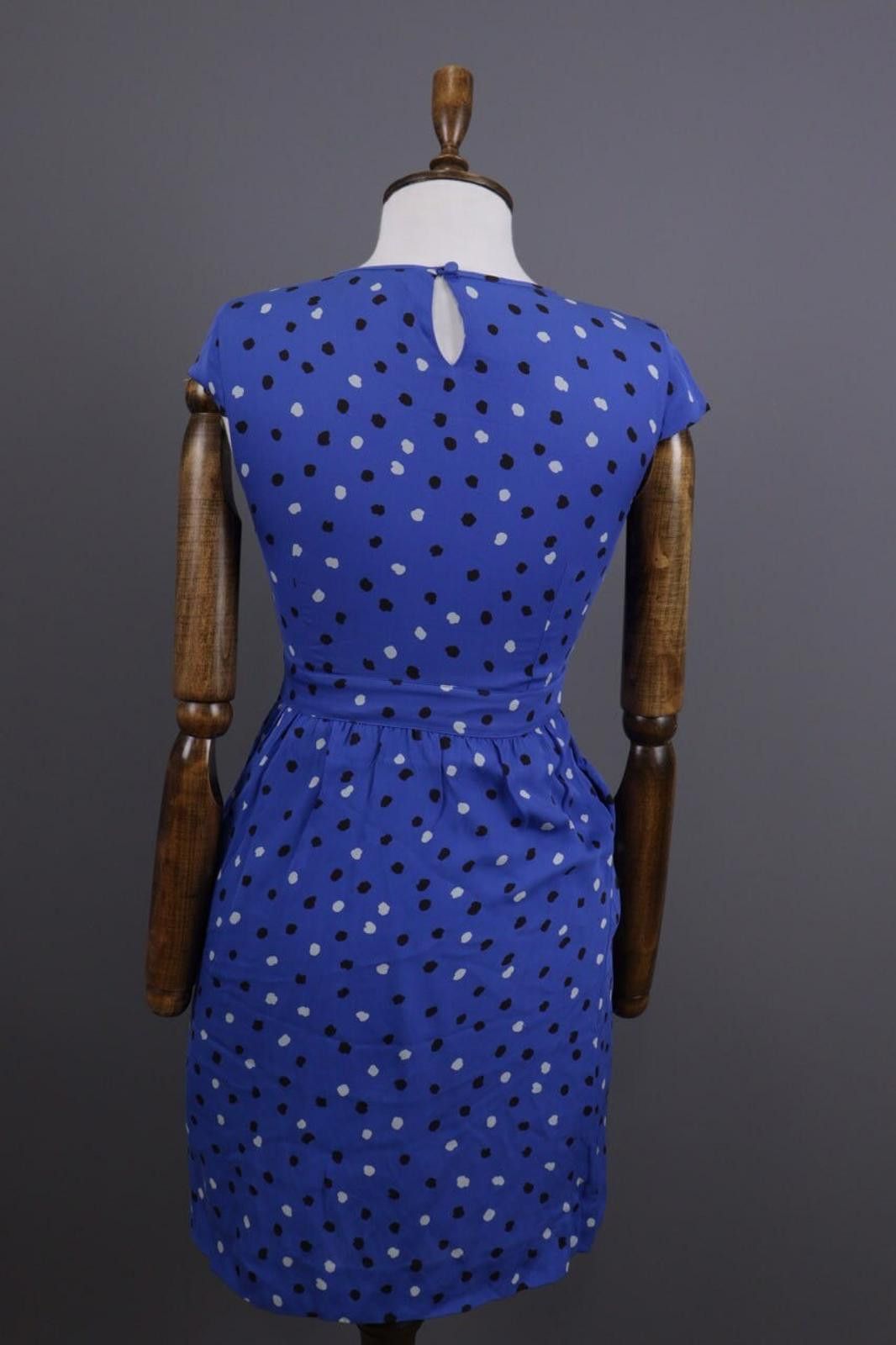 J.Crew J. Crew Blue Printed Silk Short Sleeve Dress Size 00 / XS Size L / US 10 / IT 46 - 9 Thumbnail