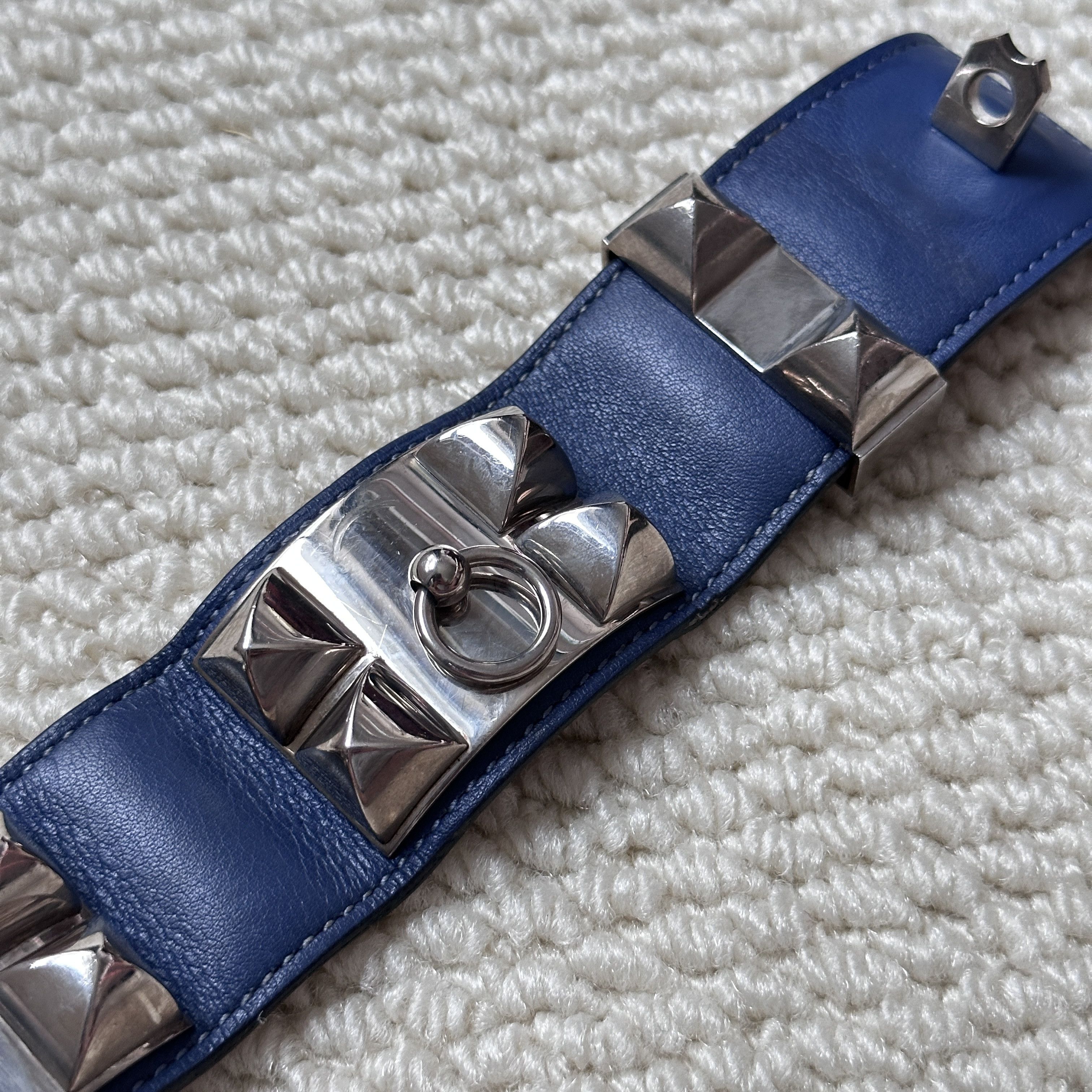 Hermes HERMÈS BLUE LEATHER COLLIER DE CHIEN BRACELET Size ONE SIZE - 7 Thumbnail