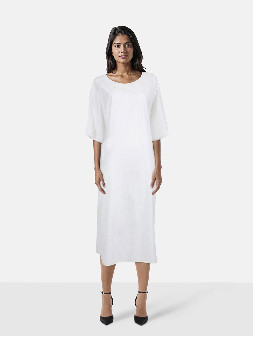 The Row White Isora Midi Dress Size S / US 4 / IT 40 - 1 Thumbnail