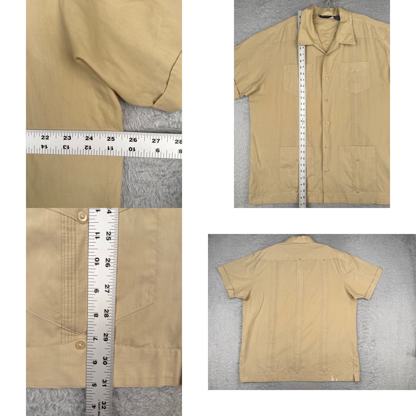 Vintage Premier Shirt Men XL Beige 4 Pocket Guayabera Polyester Blend Casual Beach Hawaiian Vacation Aloha Shirt Mens Regular Short Sleeve Button-Up Pocketed Size US XL / EU 56 / 4 - 8 Thumbnail