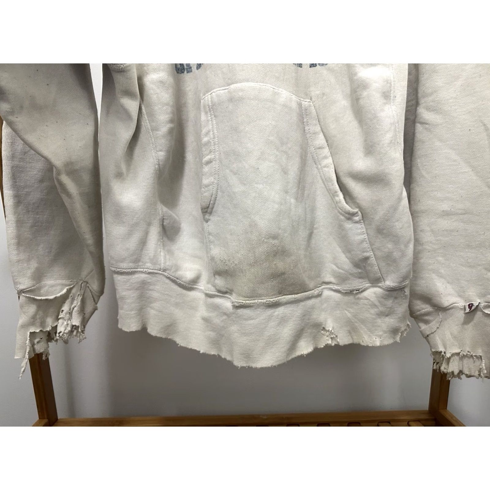 RHODE VTG Rhode Island Special Olympics Thrashed Distressed Worn Weave Hoodie XL Mens Ivory Pullover Grunge THRASHED DISTRESSED WORN threadbare thin 90s Size US XL / EU 56 / 4 - 7 Thumbnail
