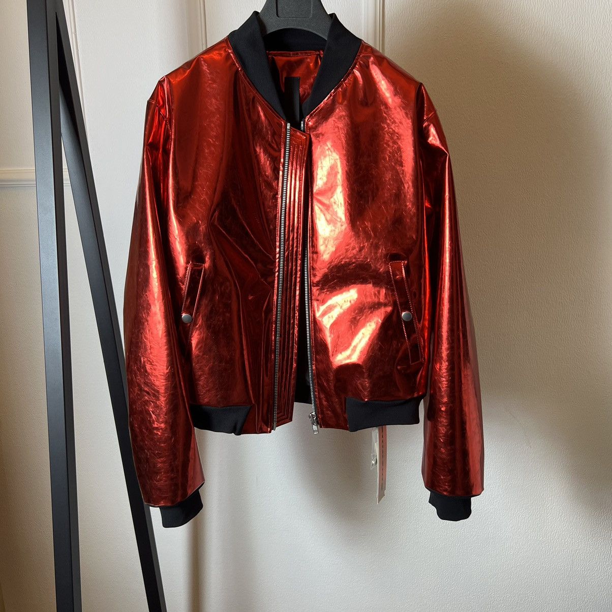 image of Gareth Pugh Metallic Bomber Jacket in Hot Red, Women's (Size Medium)