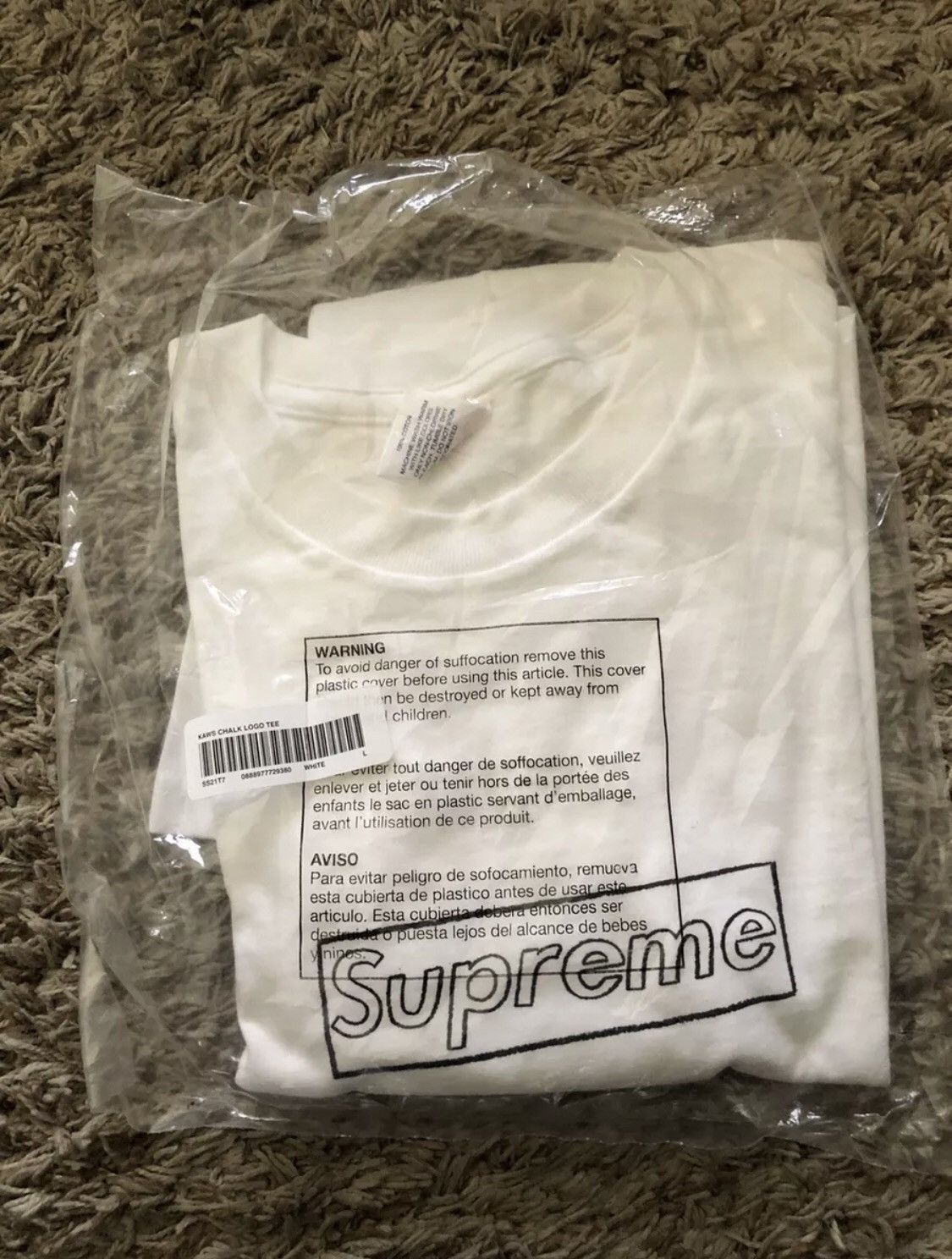 Supreme Kaws Chalk Logo White T Shirt Large
