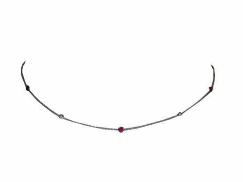 Designer 14 kt White Gold Ruby and White Sapphire Eternity Necklace Size ONE SIZE - 2 Thumbnail