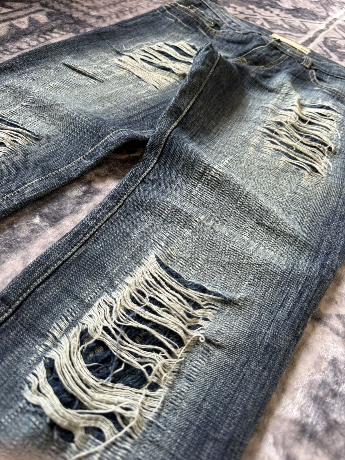 Diesel Vintage Diesel Boro Weave Distressed Flared Jeans Size US 29 - 11 Thumbnail