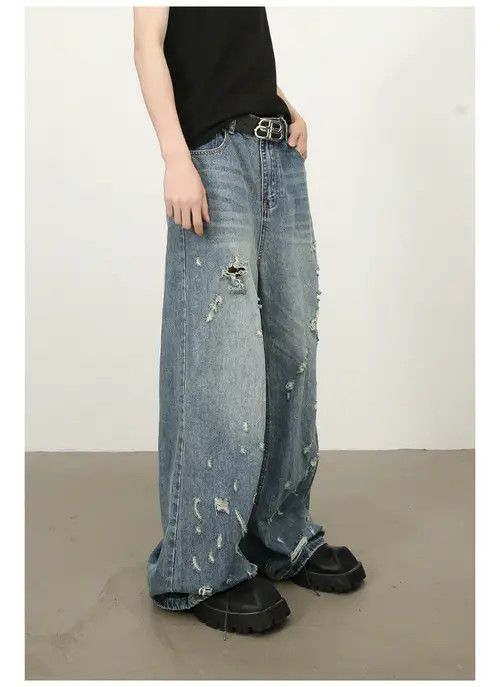 Jean American style distressed high street washed ripped jeans Size US 32 / EU 48 - 6 Thumbnail