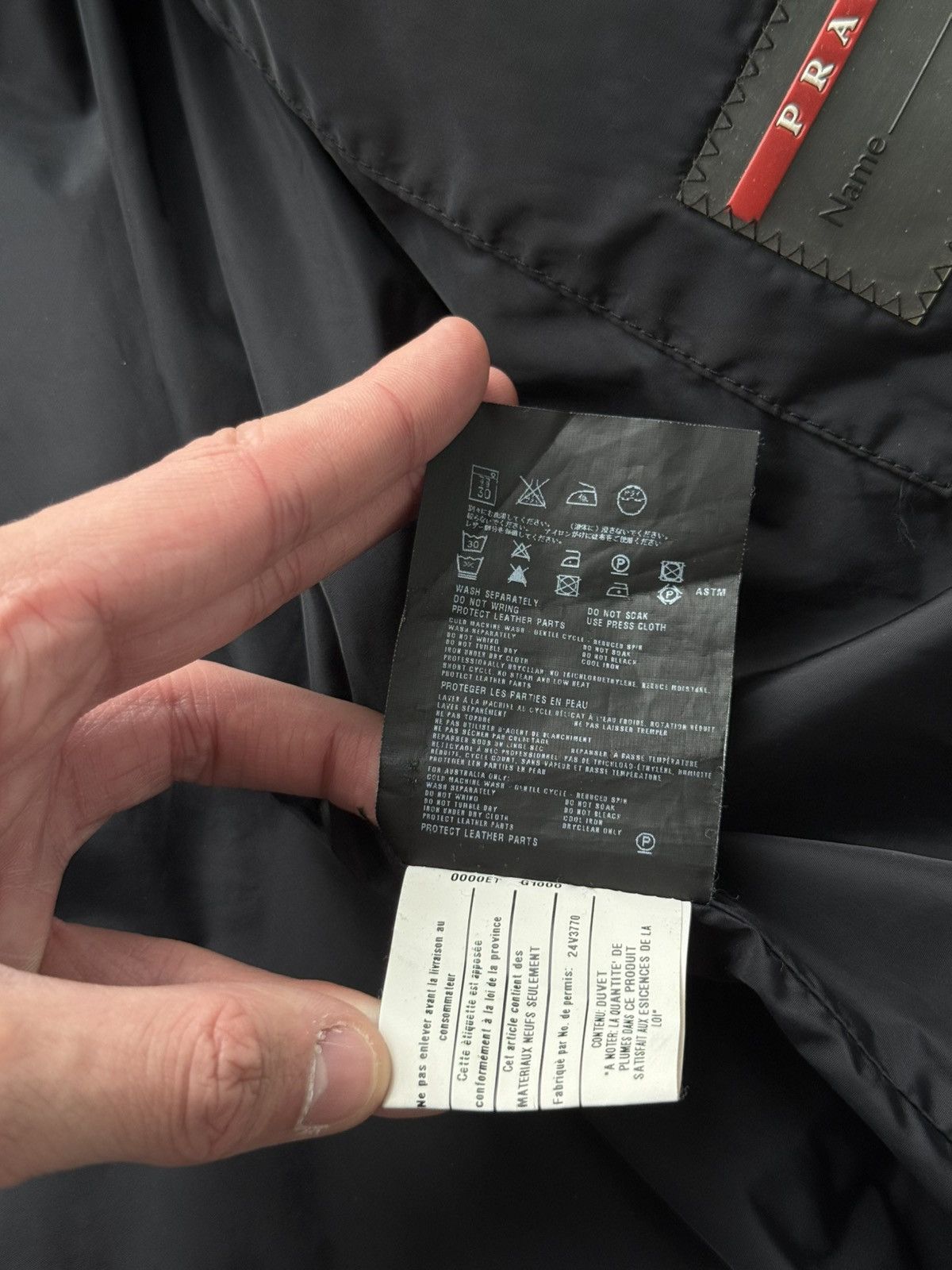 Prada Prada Leather Logo Gabardine Black Down Puffer Jacket Size US XL / EU 56 / 4 - 15 Thumbnail