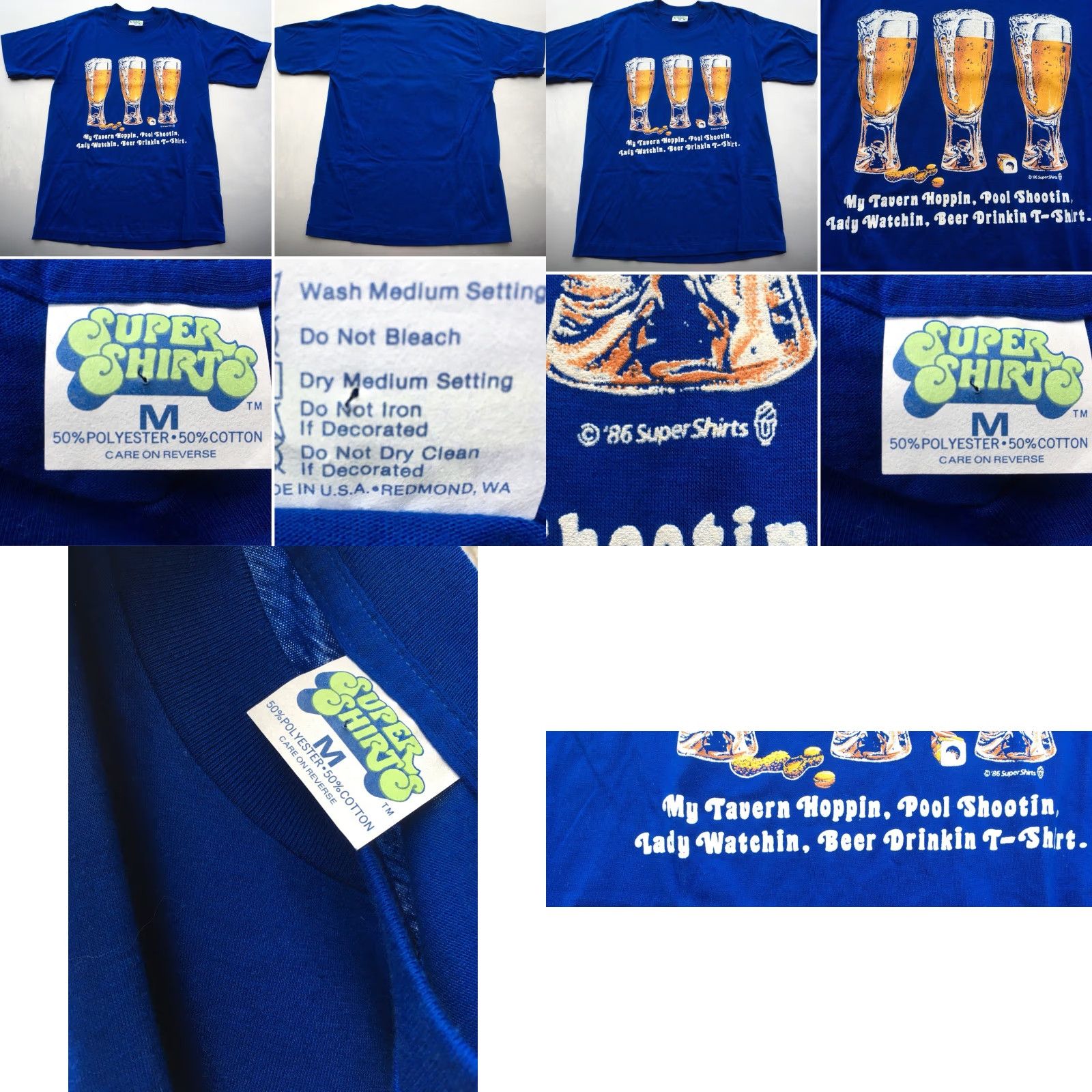 Vintage VINTAGE Super Shirts Beer T-Shirt M Men United States Blue 1980s 80s Graphic Tee Tavern Hoppin Size US M / EU 48-50 / 2 - 8 Thumbnail
