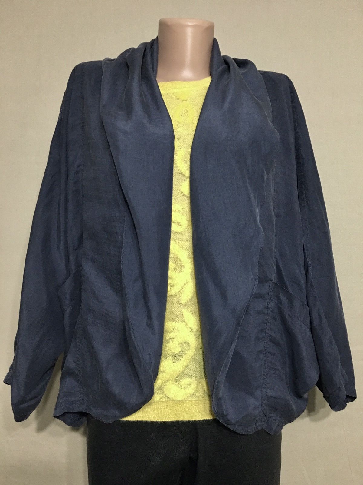 Designer Christa De Carouge Blue Silk Blouse Jacket Oversized Size ONE SIZE - 1 Thumbnail