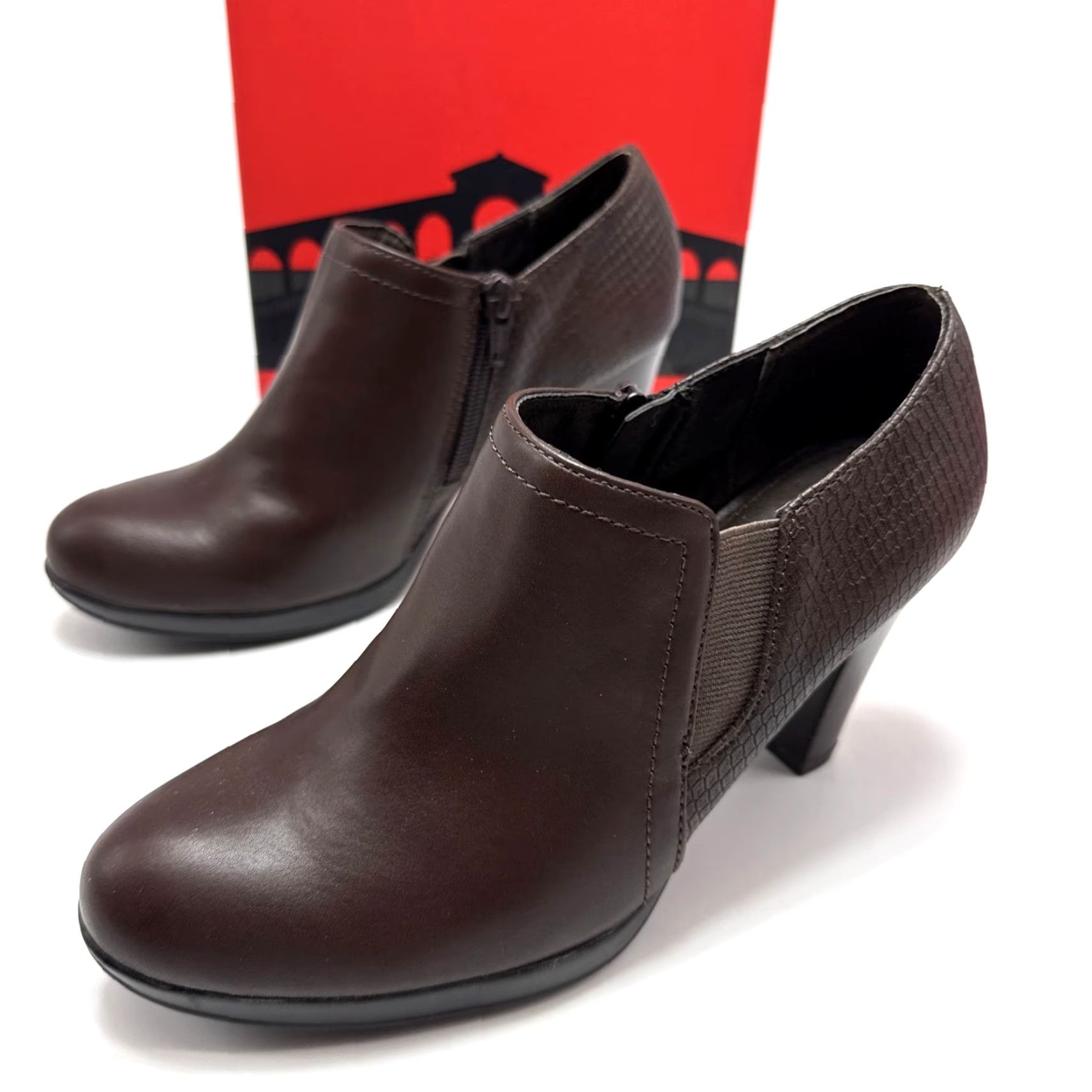 Vintage Rialto Posie Espresso Smooth Womens Size 7.5 M Ankle Boot Zip Heel Size US 8 / IT 38 - 2 Thumbnail