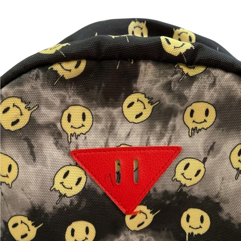 Designer Stylish Black and Yellow Melted Smiley Face Tie-Dye Backpack Size ONE SIZE - 4 Thumbnail