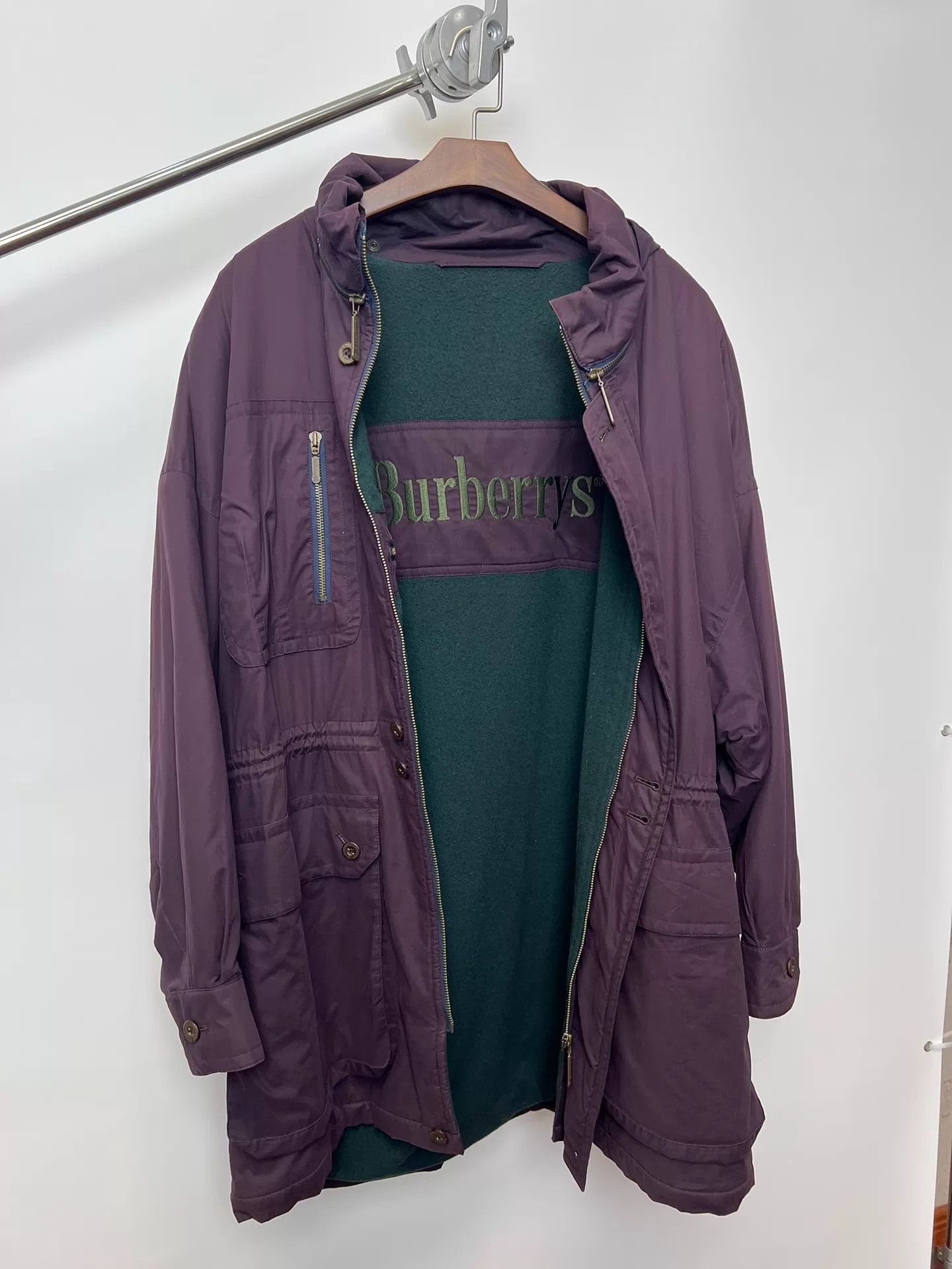 Burberry Burberry Oversized Purple Green Wool Lining Coat Size US XL / EU 56 / 4 - 2 Thumbnail