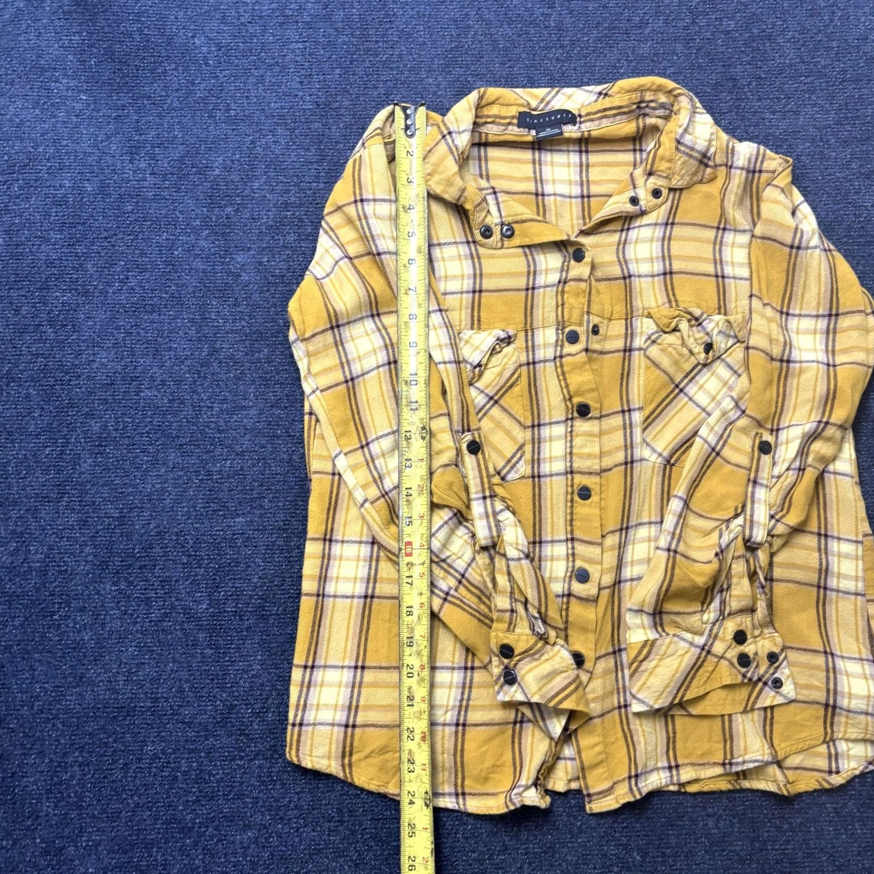 Sanctuary Sanctuary Flannel Shirt Womens XL Yellow Plaid Long Sleeve Button-Up Casual Top Shirt Size XL / US 12-14 / IT 48-50 - 3 Thumbnail