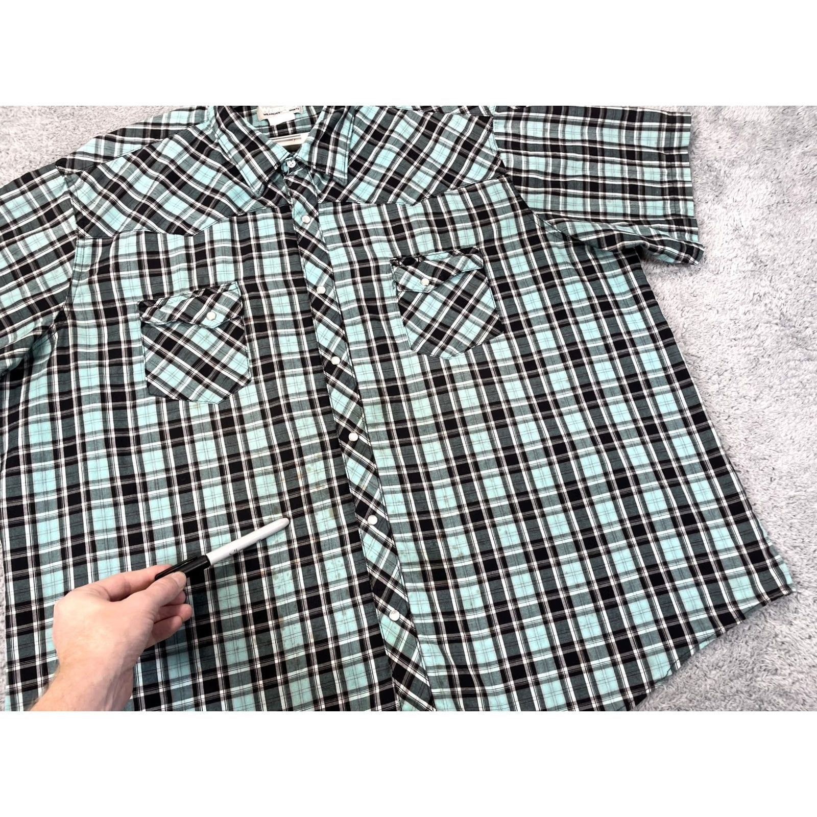 Wrangler VINTAGE Wrangler Shirt Mens XL Blue Black Plaid Pearl Snap Western Rodeo Size US XL / EU 56 / 4 - 7 Thumbnail