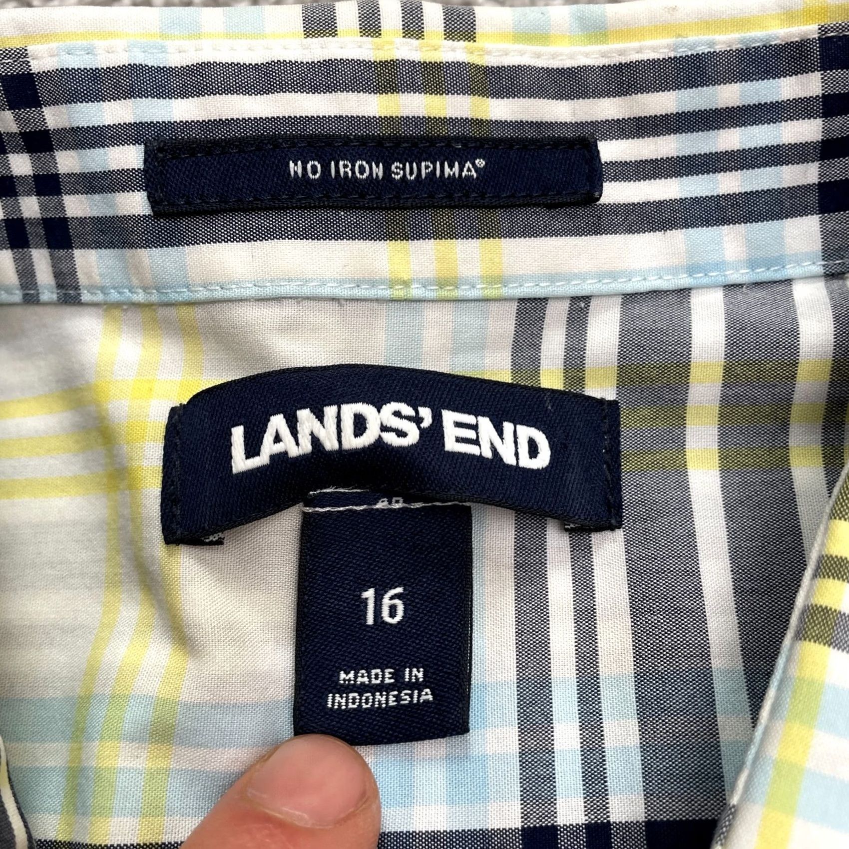 Lands' End Lands' End Button-Up Shirt Womens 16 Multicolor Long Sleeve Cotton Top Size XXL / US 16-18 / IT 52-54 - 6 Thumbnail