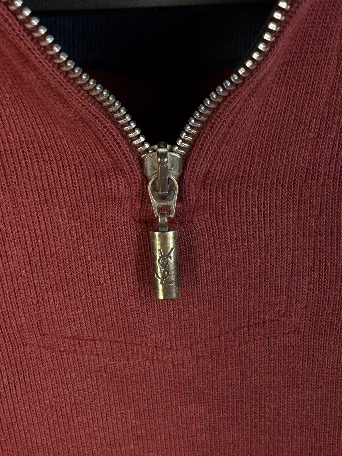 Yves Saint Laurent 90s YSL Sweatshirt 1/4 Quarter Zip Red Vintage Sweater Size US L / EU 52-54 / 3 - 3 Thumbnail