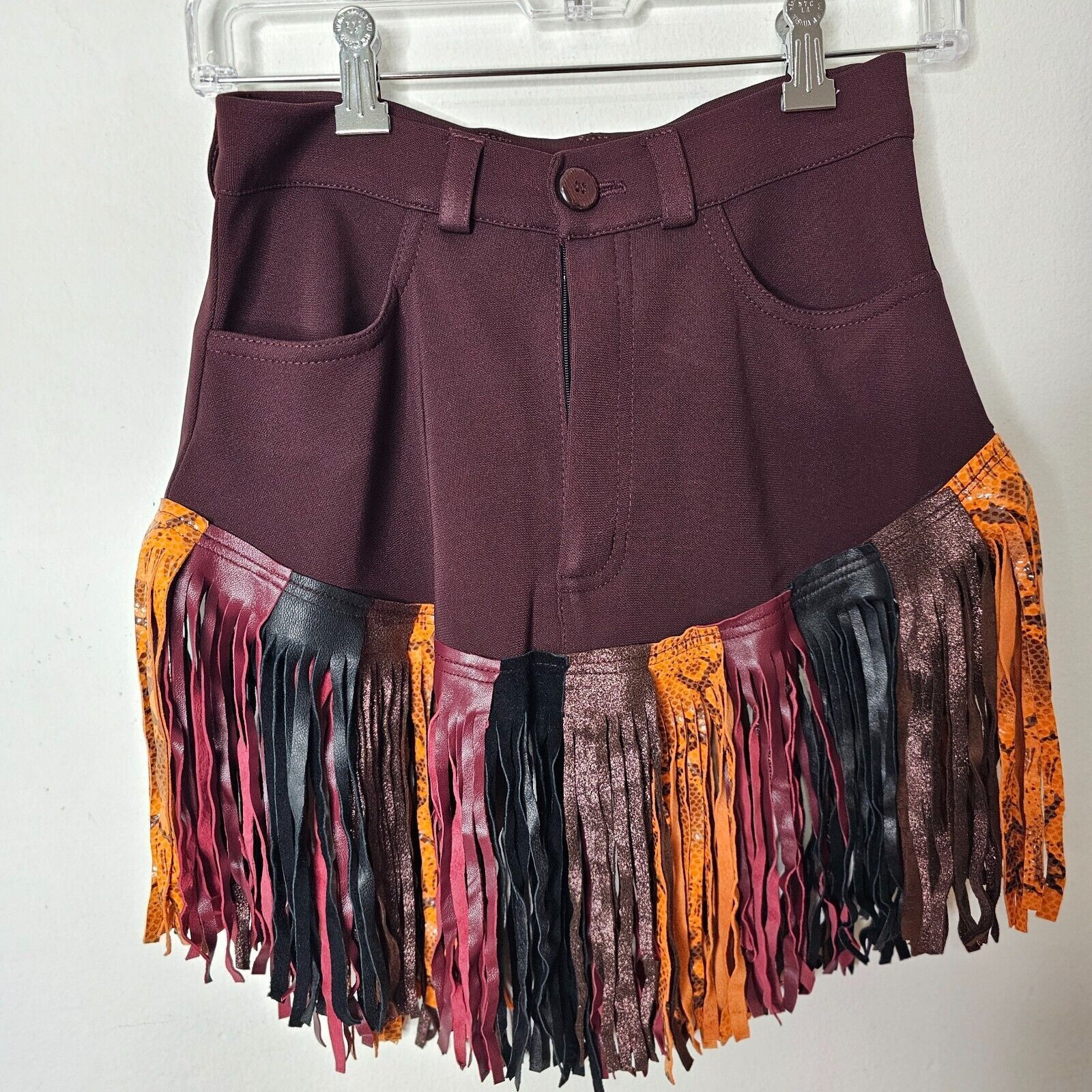 Other Burgundy Mini Snake Print Orange Black Brown Leatherette M Size 28" / US 6 / IT 42 - 5 Thumbnail